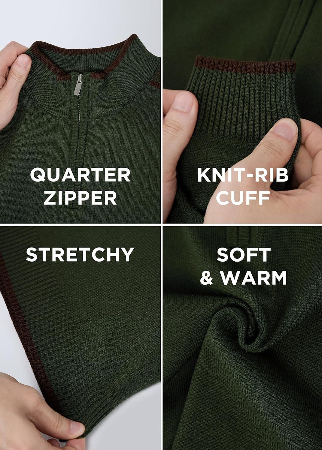 RAW X (4-12) Quarter-Zip Long Sleeve Mock Neck Knit Sweater for Kids and Boys, Big Kids Knit Sweater for Fall and Winter - Image 2