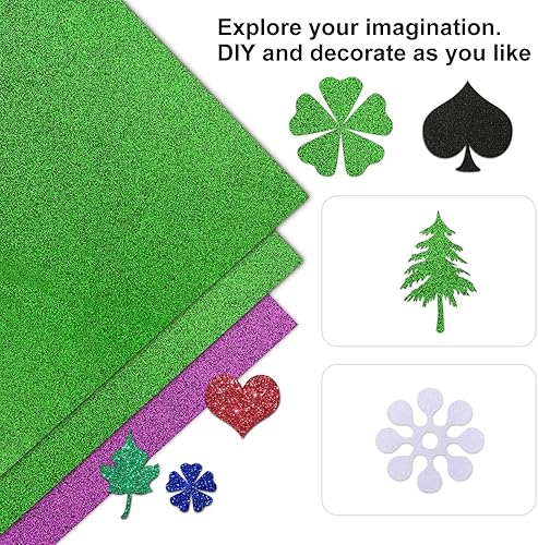 Miniatura 5 de Rramorrra - Papel de cartulina verde con purpurina de 12 x 12 pulgadas, 15 hojas de 12.35 ozm130 libras, papel de construcción verde brillante de