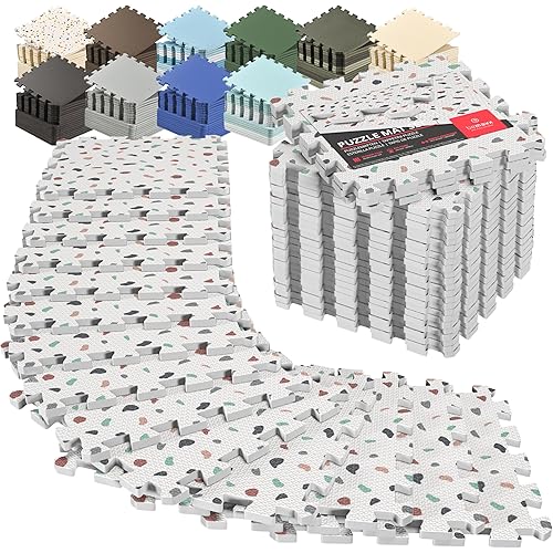 bemaxx Gym Mats Set - 18 pcs EVA Interlocking Foam Floor Tiles (12.6"x12.6"x0.4") 18sqft Protective Gym Flooring Sports Home Workout Exercise Mats Puzzle Garage Fitness Play-Room Garage Pool Treadmill