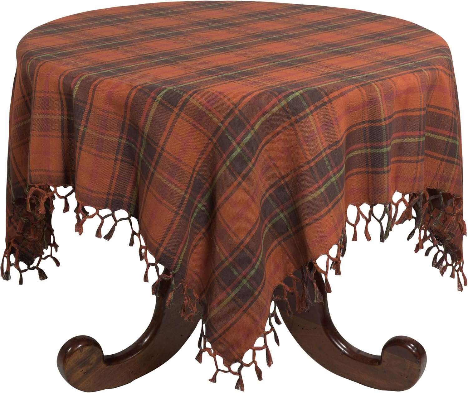 April Cornell Fall Spice Plaid 60 by 108-Inch Tablecloth, Rust