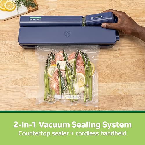 Miniatura 3 de FoodSaver Sistema de sellado al vacío portátil 2 en 1, sellador al vacío de mano y encimera, azul índigo mate