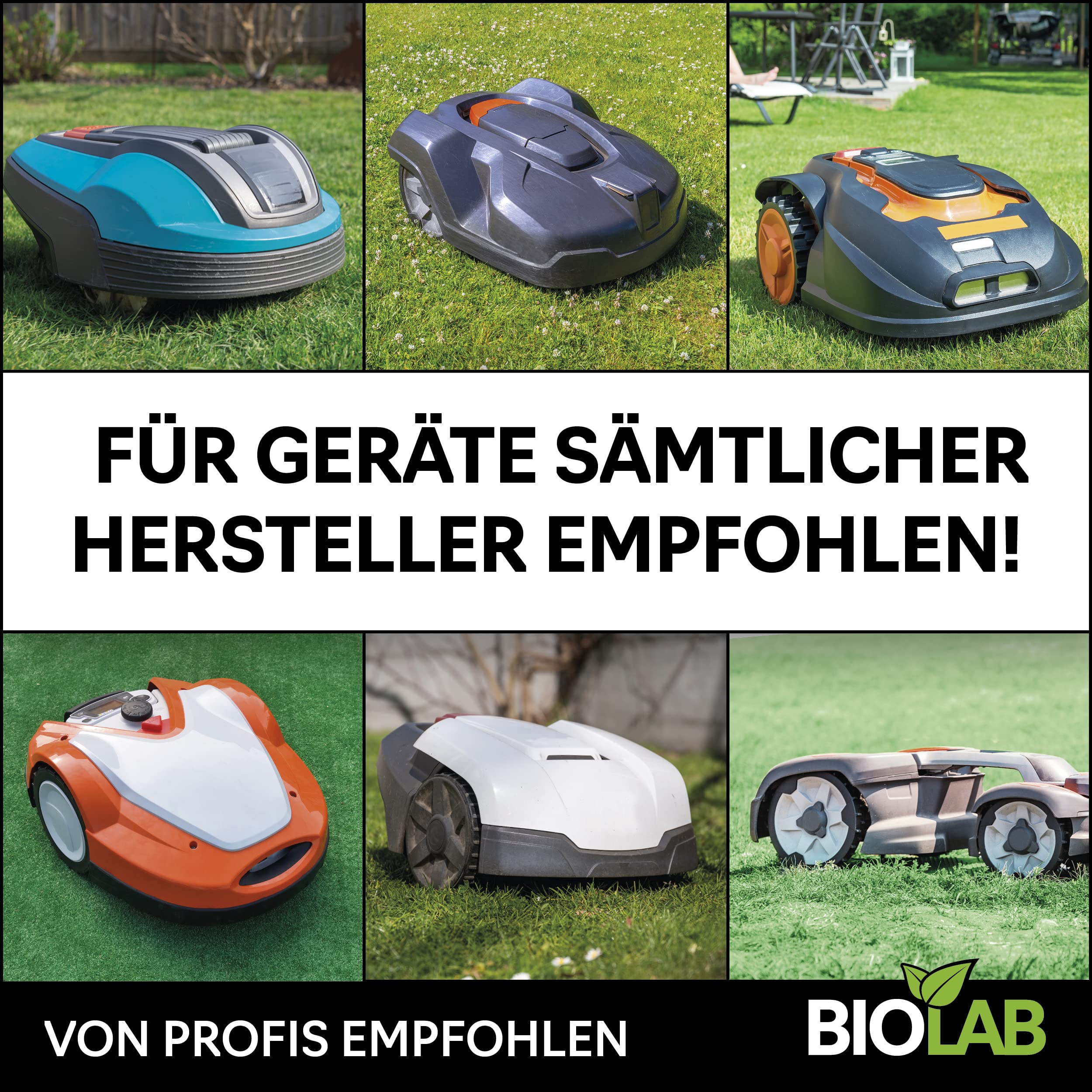 Biolab Bio Mähroboter Reinigungsset, zur Reinigung von Rasenmäher Roboter, 1000 ml Reiniger Konzentrat plus Sprayflasche zum Mischen