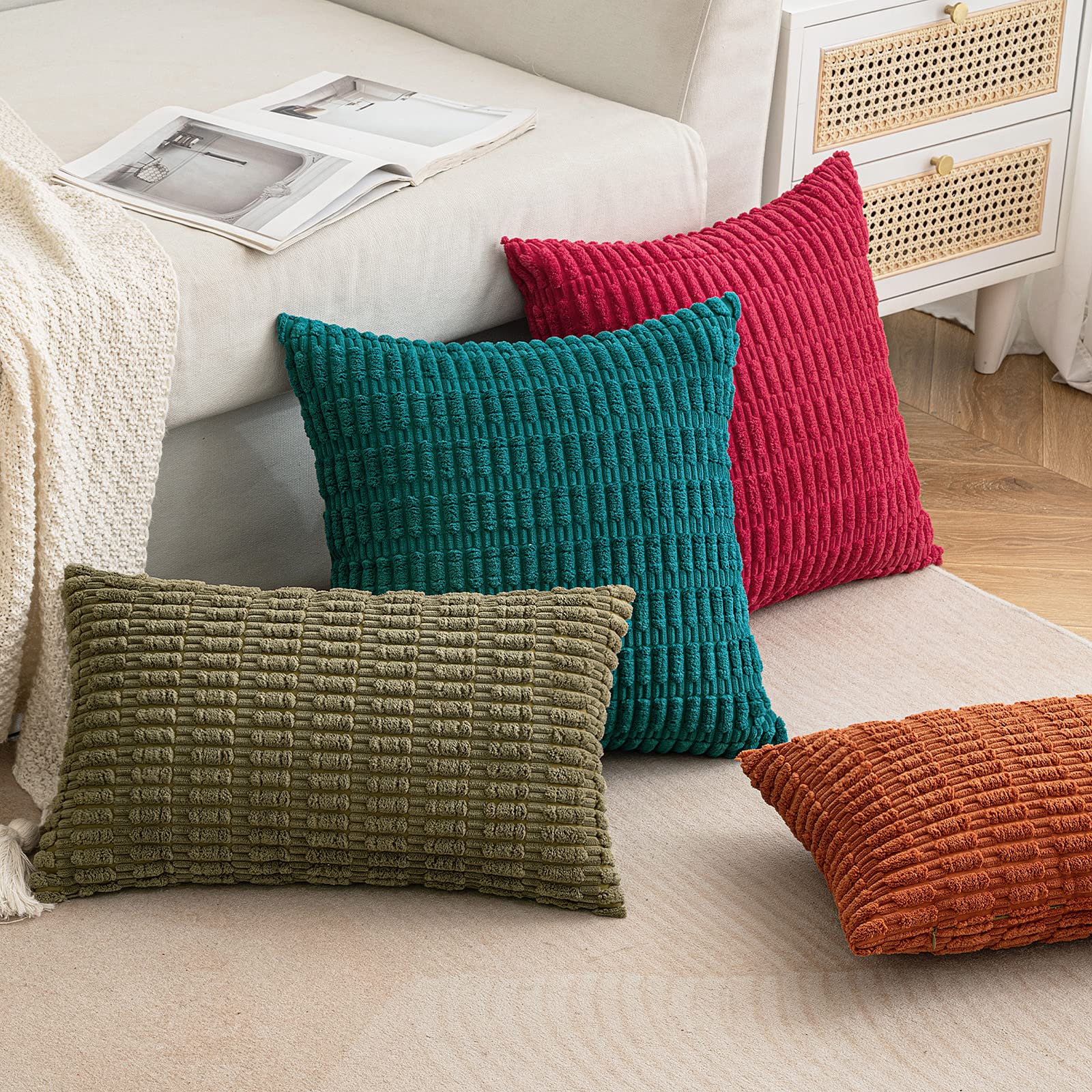 2 Federe Cuscini 40x40cm In Velluto A Coste Nero - Decorativo Per Divano, Letto, Ufficio - Foto 5