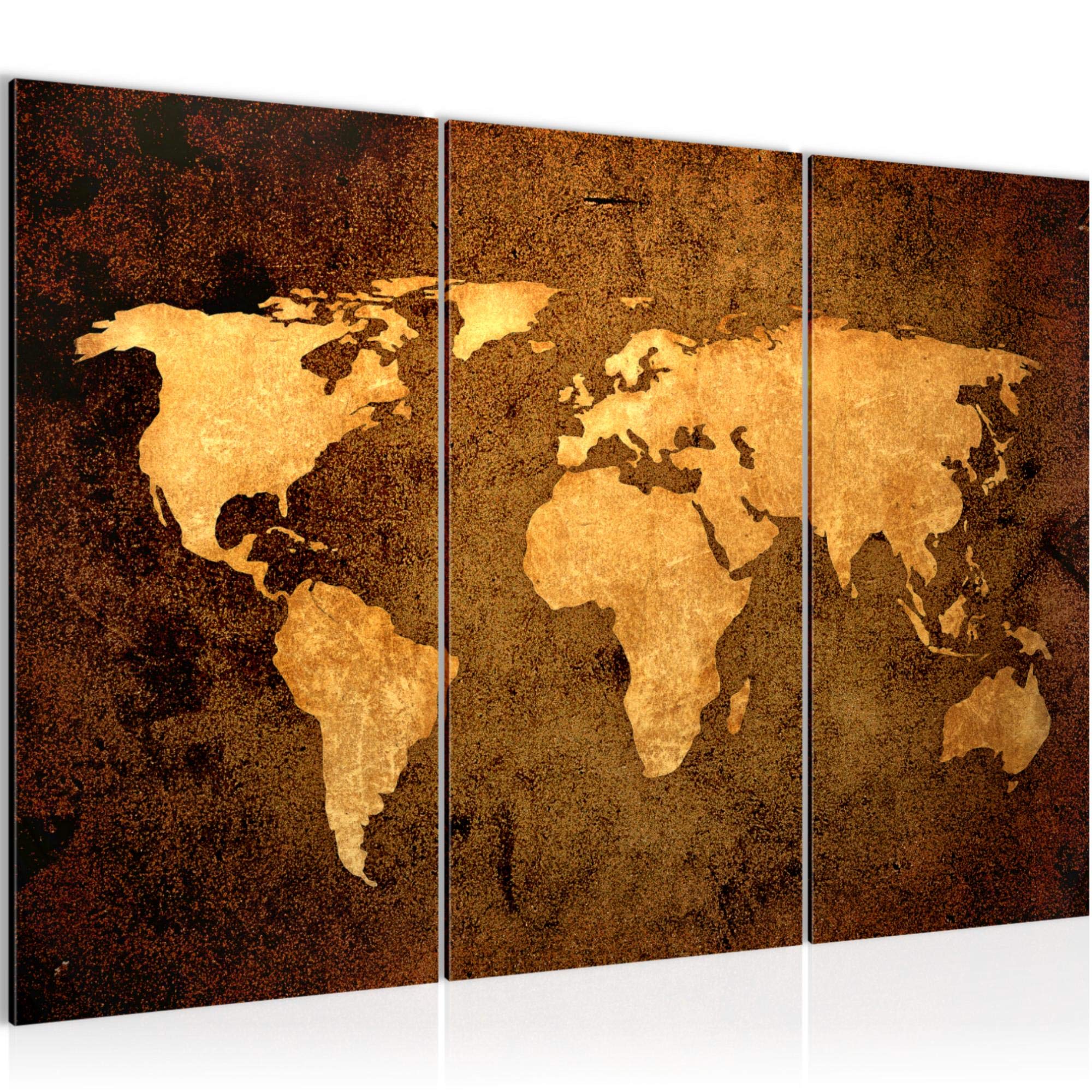Runa Art A Run Art Map Of The World Pictures Xxl Living Room Gold Vintage Ntique 120 X 80 Cm 3 Pieces Wall Rt 101731