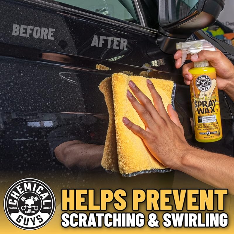 Chemical Guys Large Microfiber Drying Towel for Cars Trucks SUVs RVs and Motorcycles, Large 36 x 25 Inch Yellow Absorbent Exterior Drying Towel 36"x25" 1 pack