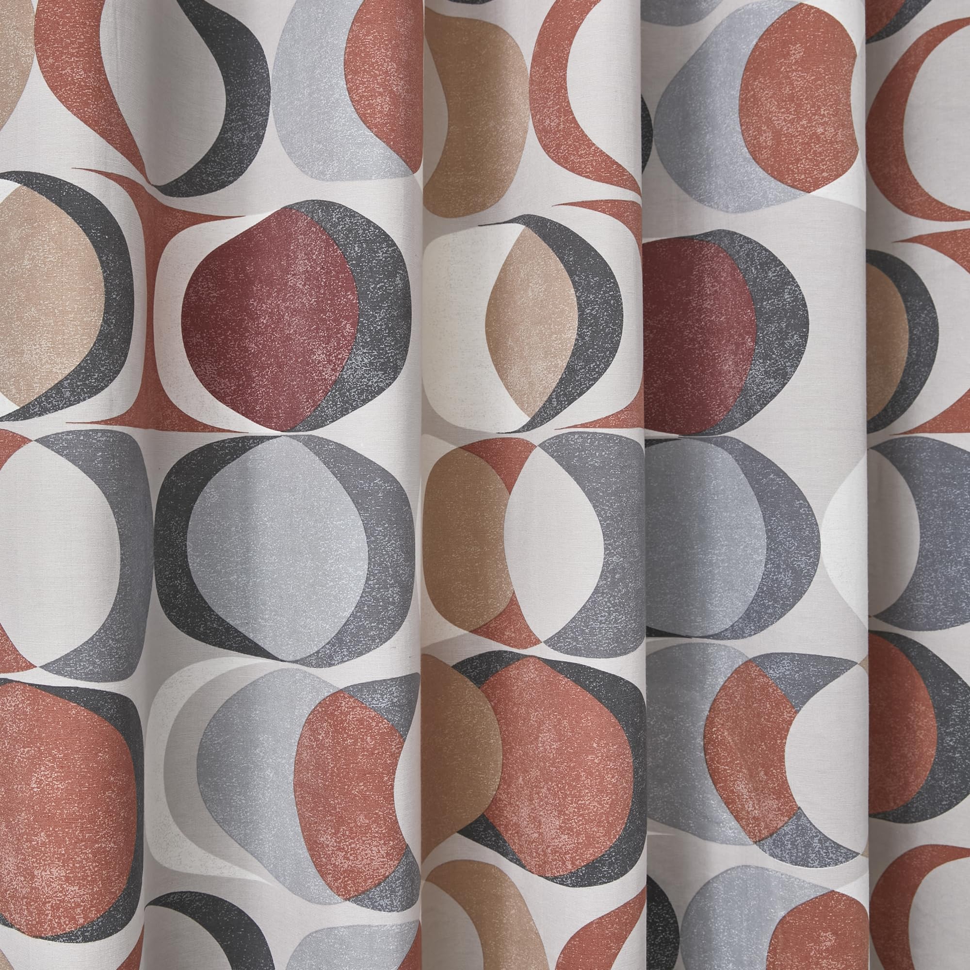 Fusion Strata Spice Orange Retro Eyelet Curtains, W46 x L72 (117 x 183cm), 2 Panels, 100% Cotton, Geometric Circle Drapes - Image 3