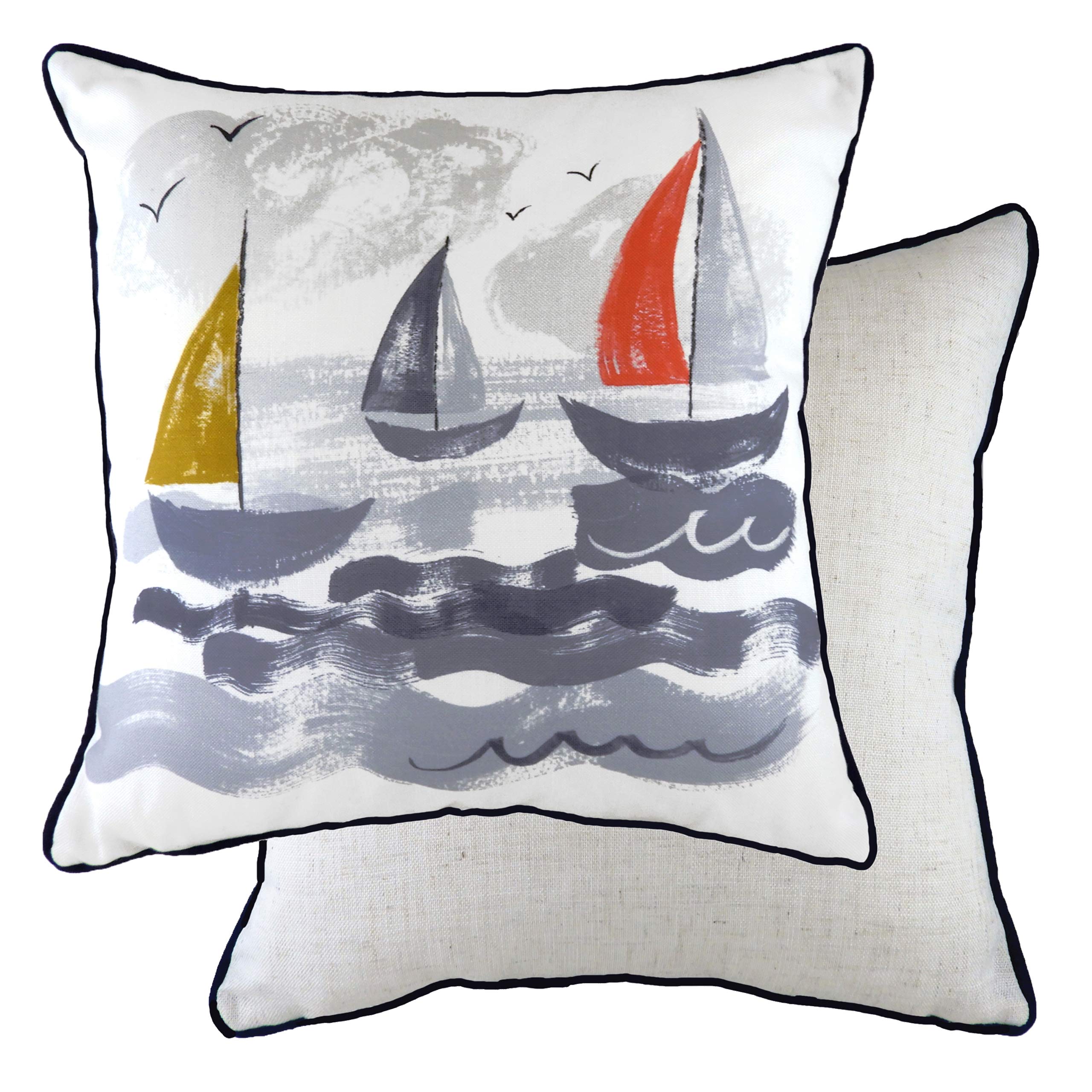 Evans Lichfield Nautical Sailboats Polyester Filled Cushion, Multi, 43 x 43cm