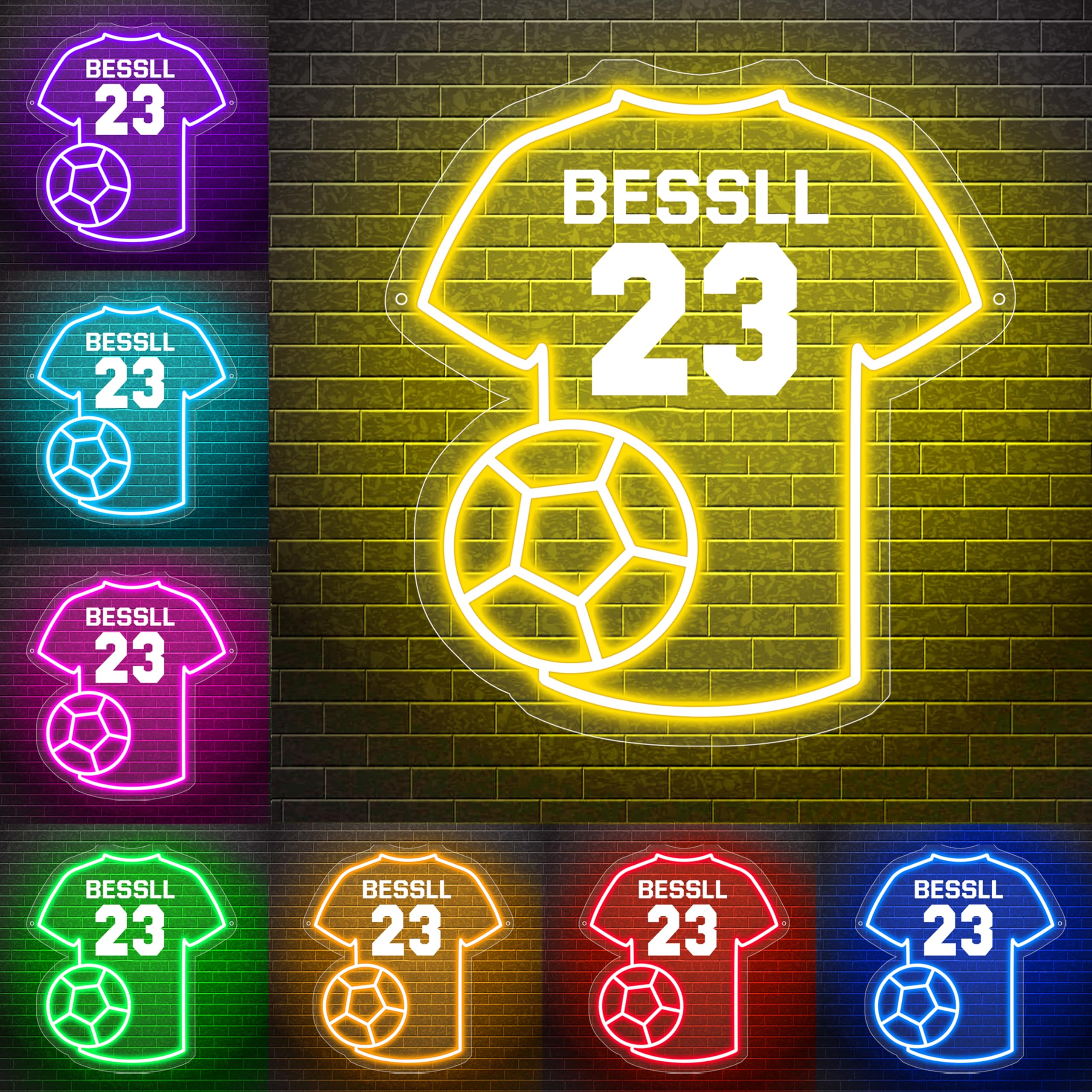 Personalisierte Fußball Neon Licht Wandschild Mit LED-Nachtlicht, Benutzerdefinierte Name Fußball Trikot Neon Schild Wanddekoration, Sport Weihnachten Geburtstag Kinder Jungen Geschenk