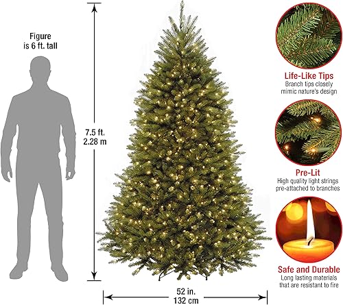 Miniatura 9 de National Tree Company Dunhill - Árbol de abeto con 450 luces transparentes 45 pies