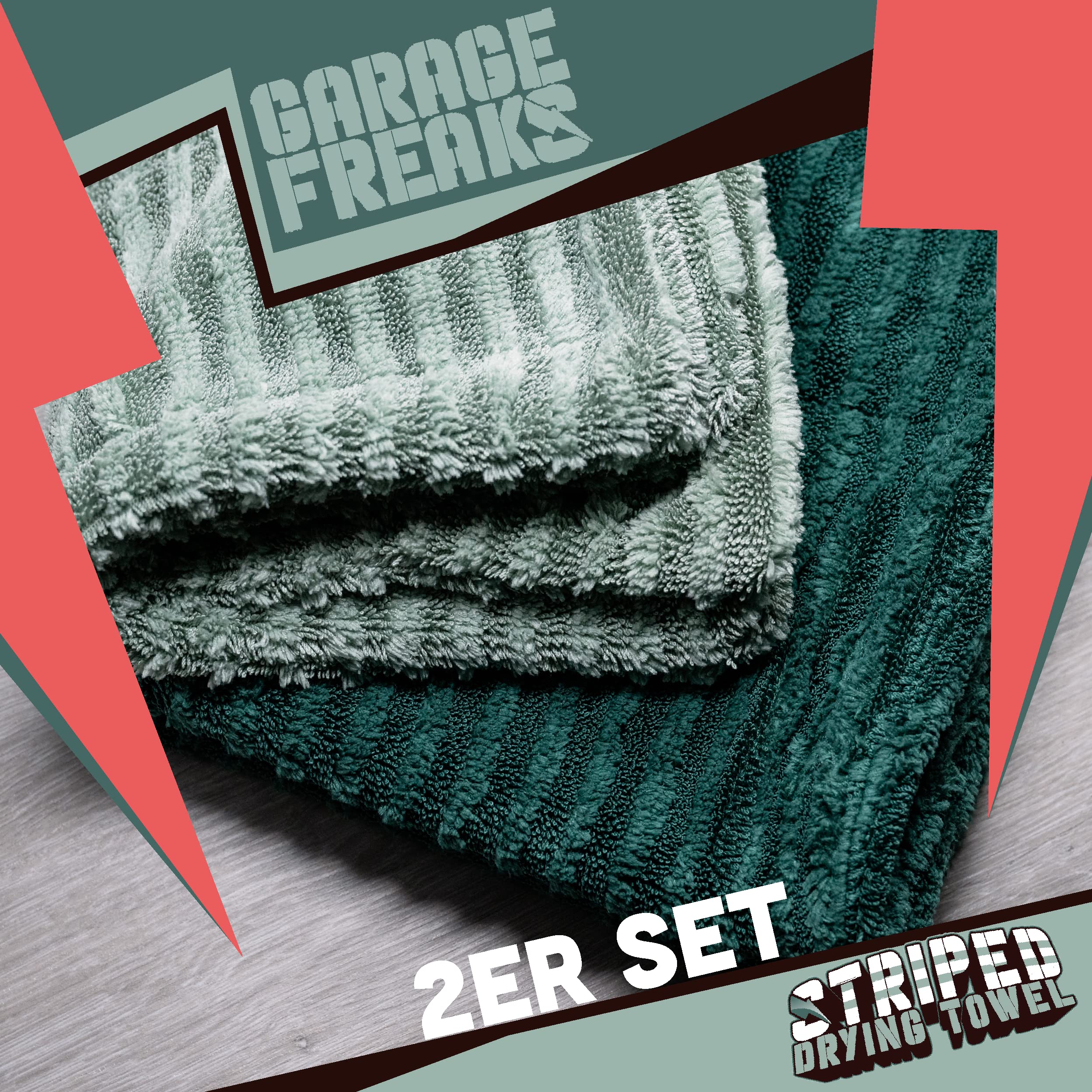 Garage Freaks XL Dry Autodroogdoek, set van 2, 1 x microvezeldoek groot 50 x 80 cm & 1 x 40 x 40 cm, 1200 g/m², extreem zacht, hoge wateropname