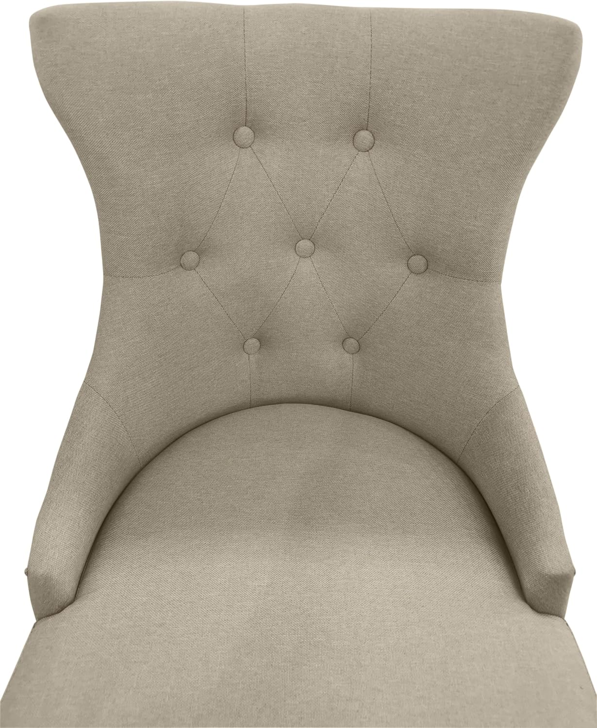 Carolina Chair & Table Julia Set of 2 Tufted Back Nailhead Trim Dining Chair - Wingback Upholstered Foam Filled Seat Wooden Chairs - Home Accent Furniture for Dining Room (Natural Driftwood/Linen)