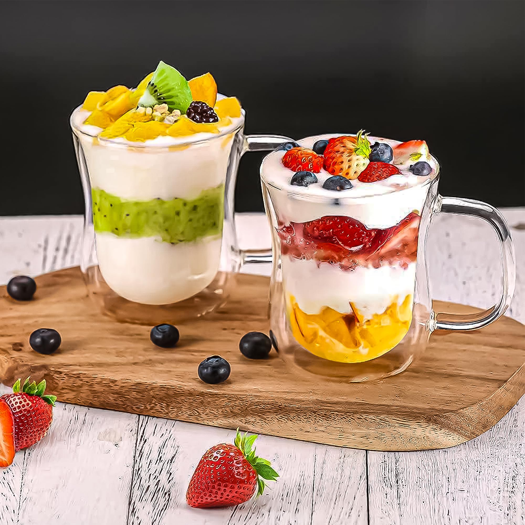 CRYSTALIA Double Walled Glass Mugs for Hot Drinks with Handles 4 x 350ml Clear Glass Coffee Mugs, Double Insulated Latte Mugs - Image 4