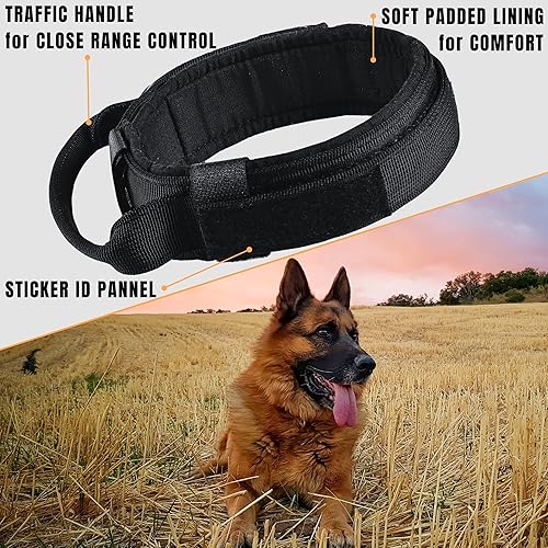 Miniatura 3 de Collar de perro táctico militar K9  Ajustable con asa  Para entrenamiento y servicio, para pastor alemán
