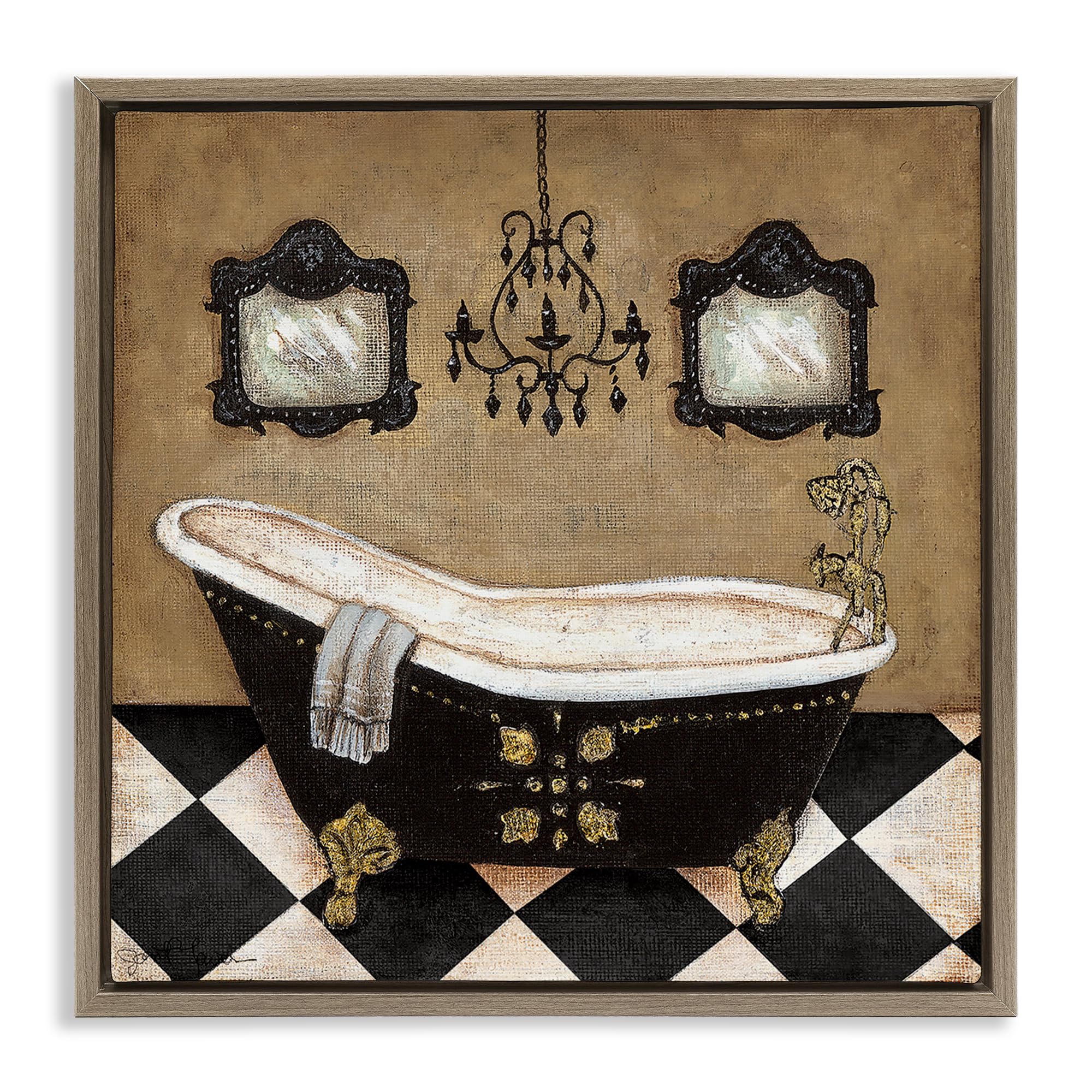 'Elegant Vintage Bathtub'| Floating Frame Canvas Art