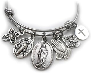 St. Dymphna Bangle Bracelet, Patron Saint of Mental Health, Anxiety, Depression