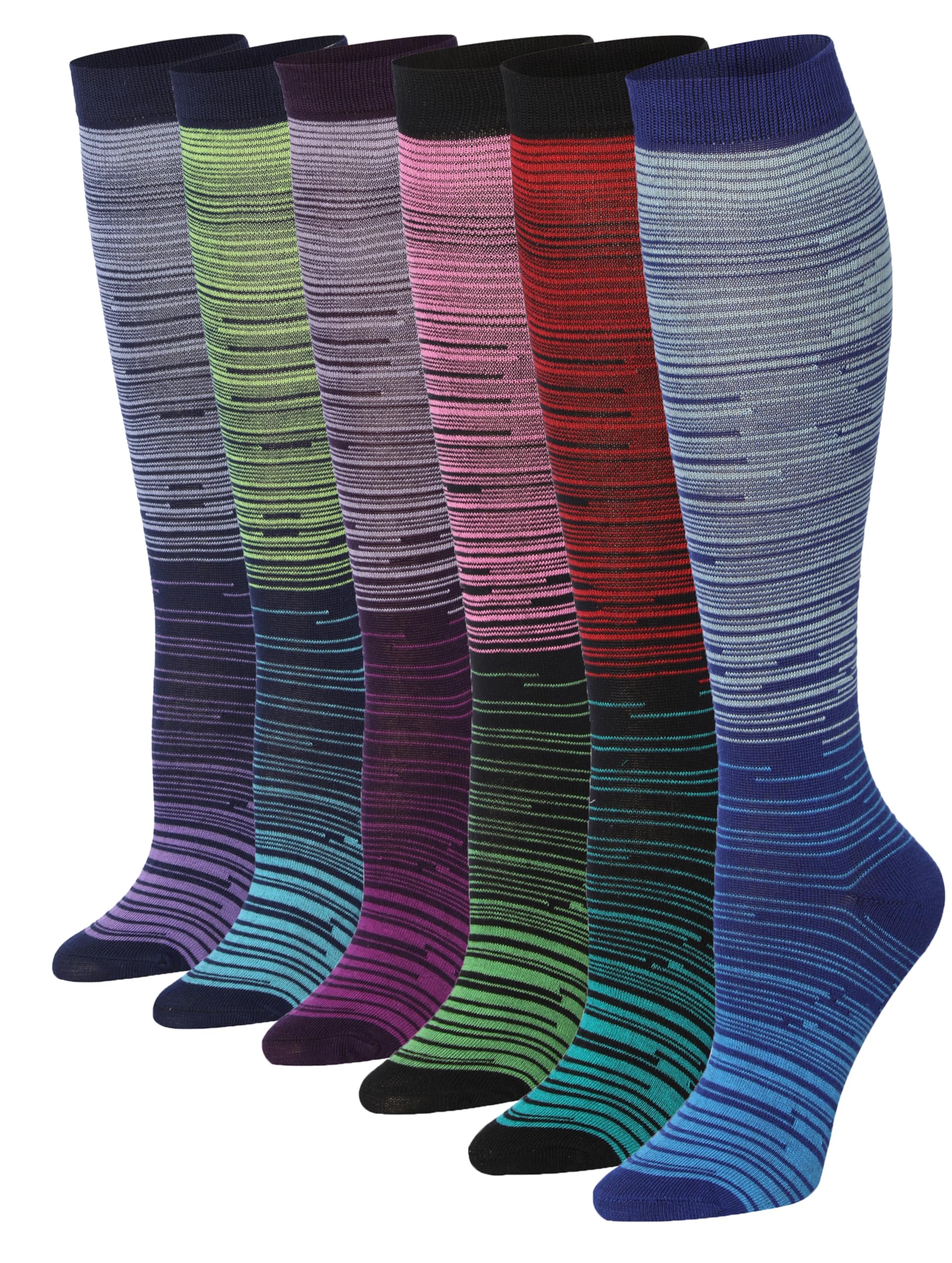 Tipi Toe Women's 6-Pack Colorful Knee-High Patterned Socks - Picture 6 of 6