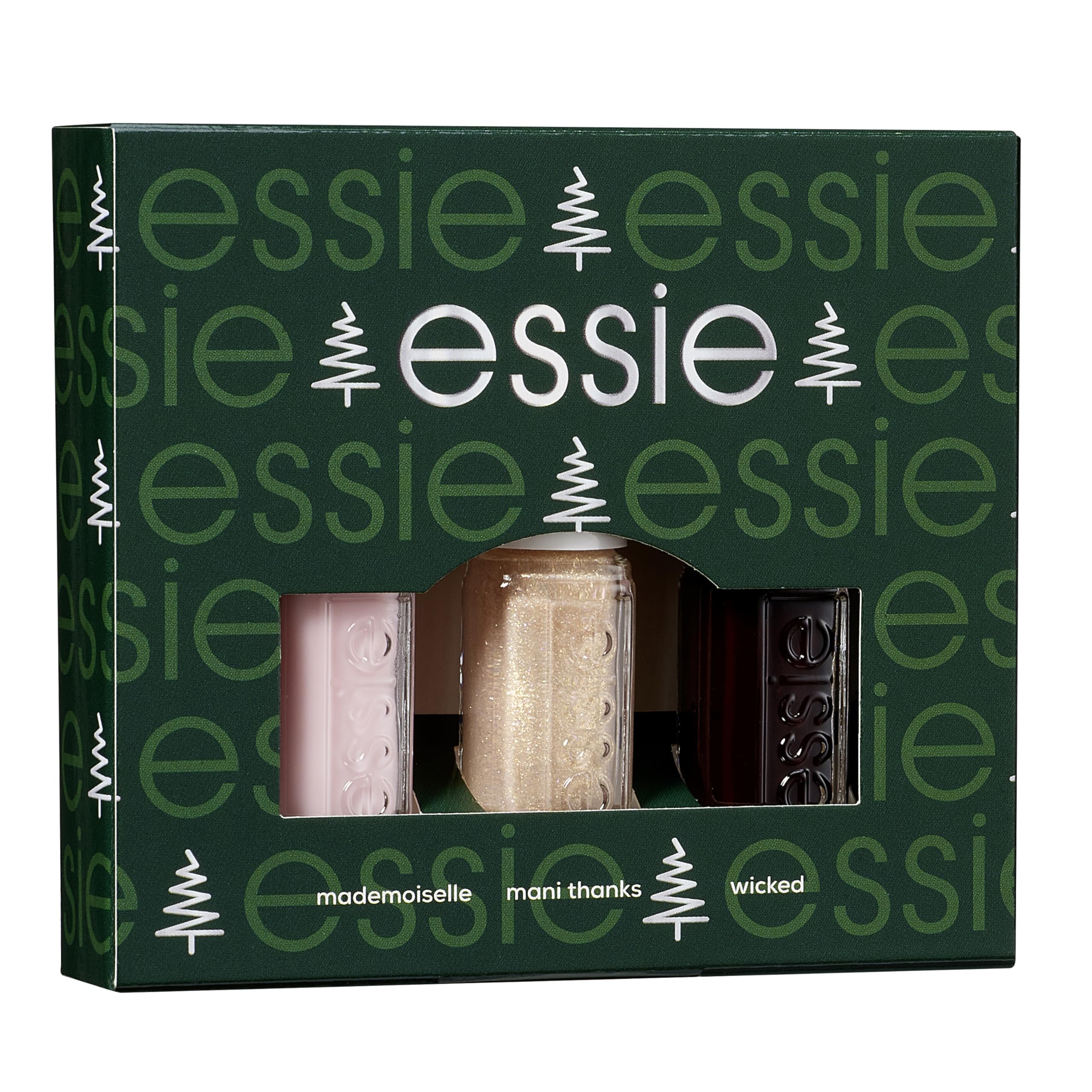 essie Mini Trio Kit XMAS, Nr. 13 mademoiselle + Nr. 49 wicked + Nr. 570 mani thanks, 3 x 15ml