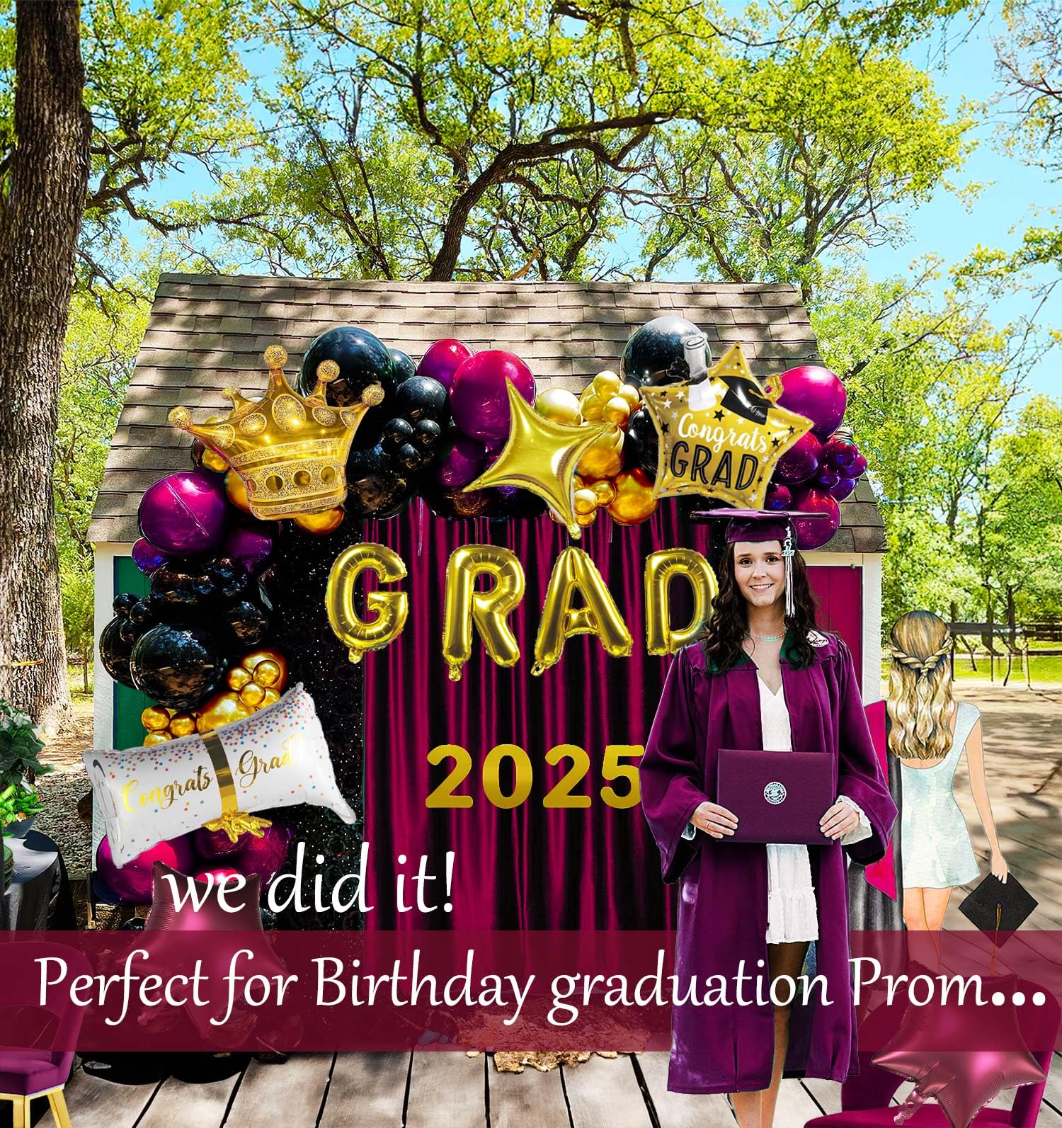 Fsu Graduation Party Supplies Maroon Gold 2025 Graduation Decorations ...