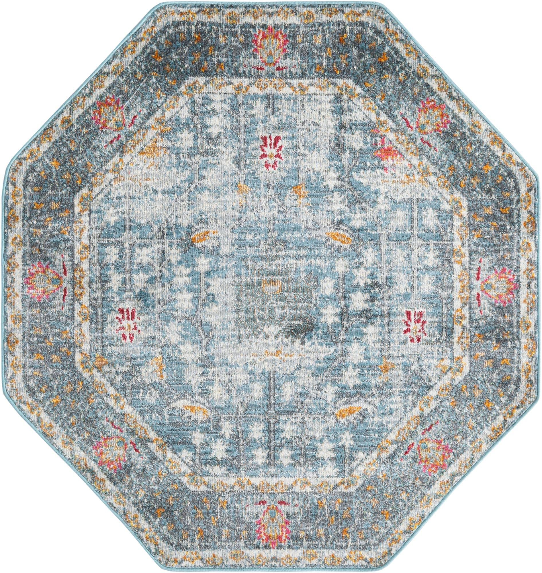 Rugs.com Paragon Collection Rug – 4 Ft Octagon Salmon Medium-Pile Rug Perfect for Living Rooms, Kitchens, Entryways