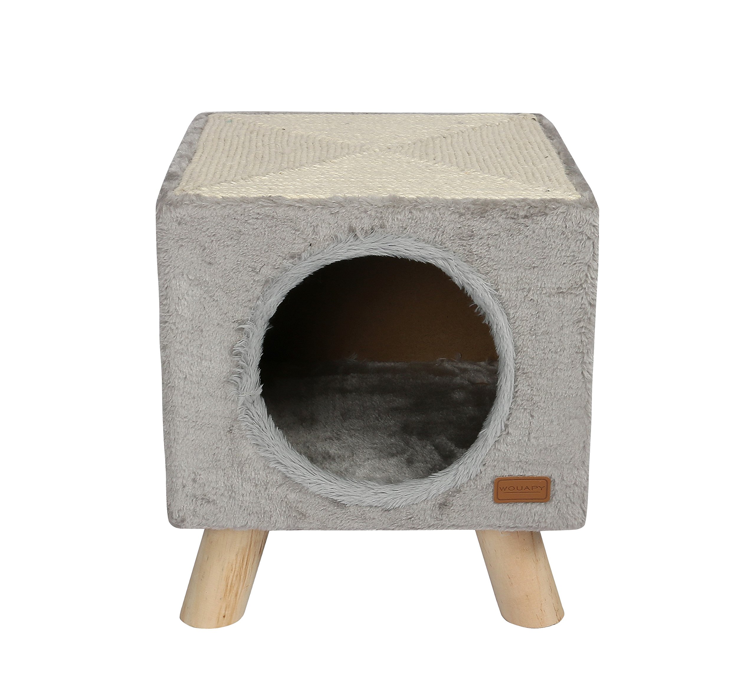 Wouapy Stilt Cat Tree with Sisal Scratching Post, Grey