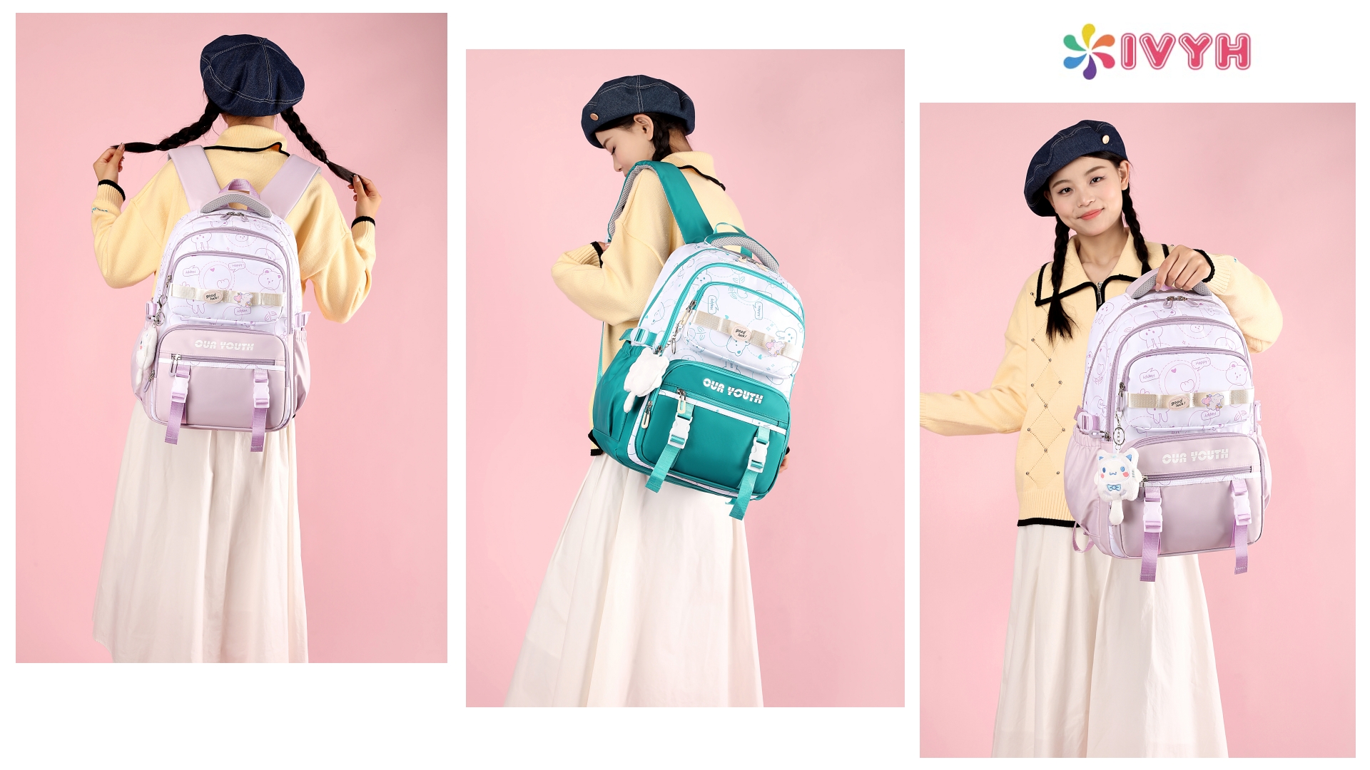 Cartable Fille Primaire Kawaii 17 Pouces - Sac à Dos Avec Boîte Repas Et Trousse, École Ou Voyage