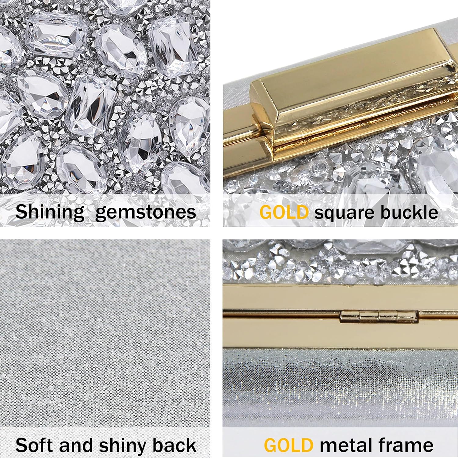 Milisente Clutch Purses For Women Crystal Clutches Evening Bags Gemstone Clutch Purse For Wedding Formal - Image 5