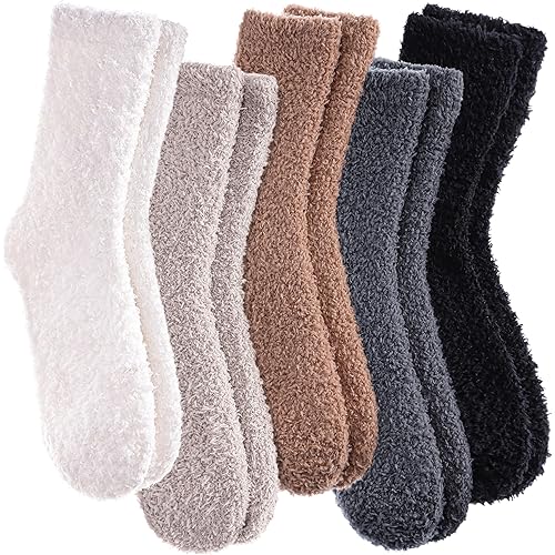 Womens Fuzzy Slipper Socks Super Soft Microfiber Fluffy Cozy Winter Warm Fuzzy Crew Socks