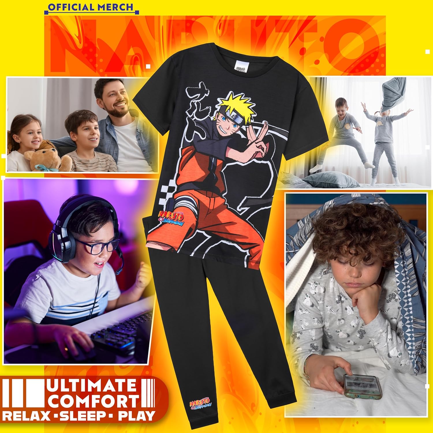 Naruto Boys Pajamas 2 Piece Set for Kids Teens with T Shirt Pajama Pants Soft Breathable Anime PJ Set Loungewear Gifts - Image 2