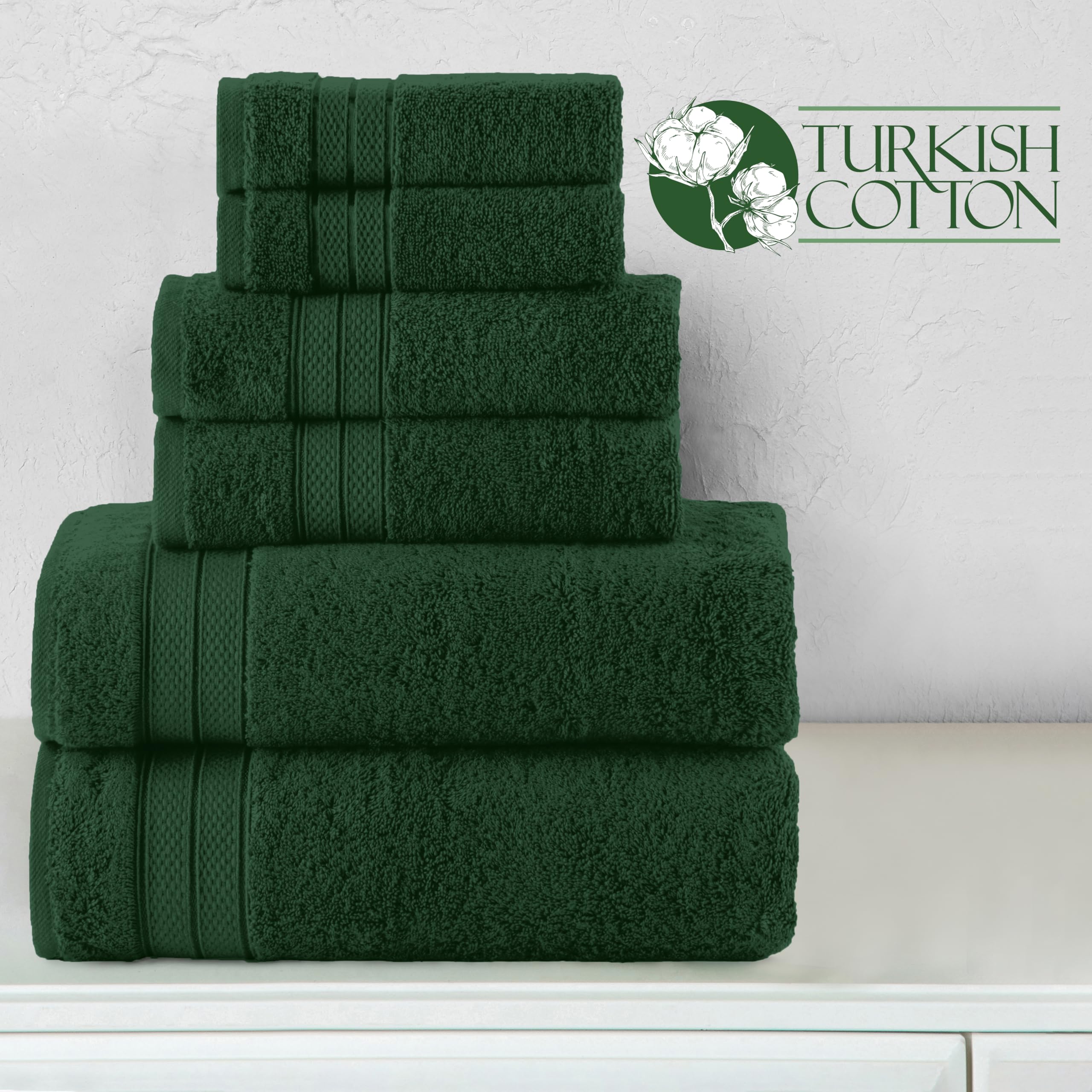 Elegant Comfort Set di 6 asciugamani di lusso, 100% cotone turco, morbido e di alta qualità, design popcorn a tre linee, 2 asciugamani da bagno, 2 asciugamani per le mani e 2 asciugamani da bagno, ad