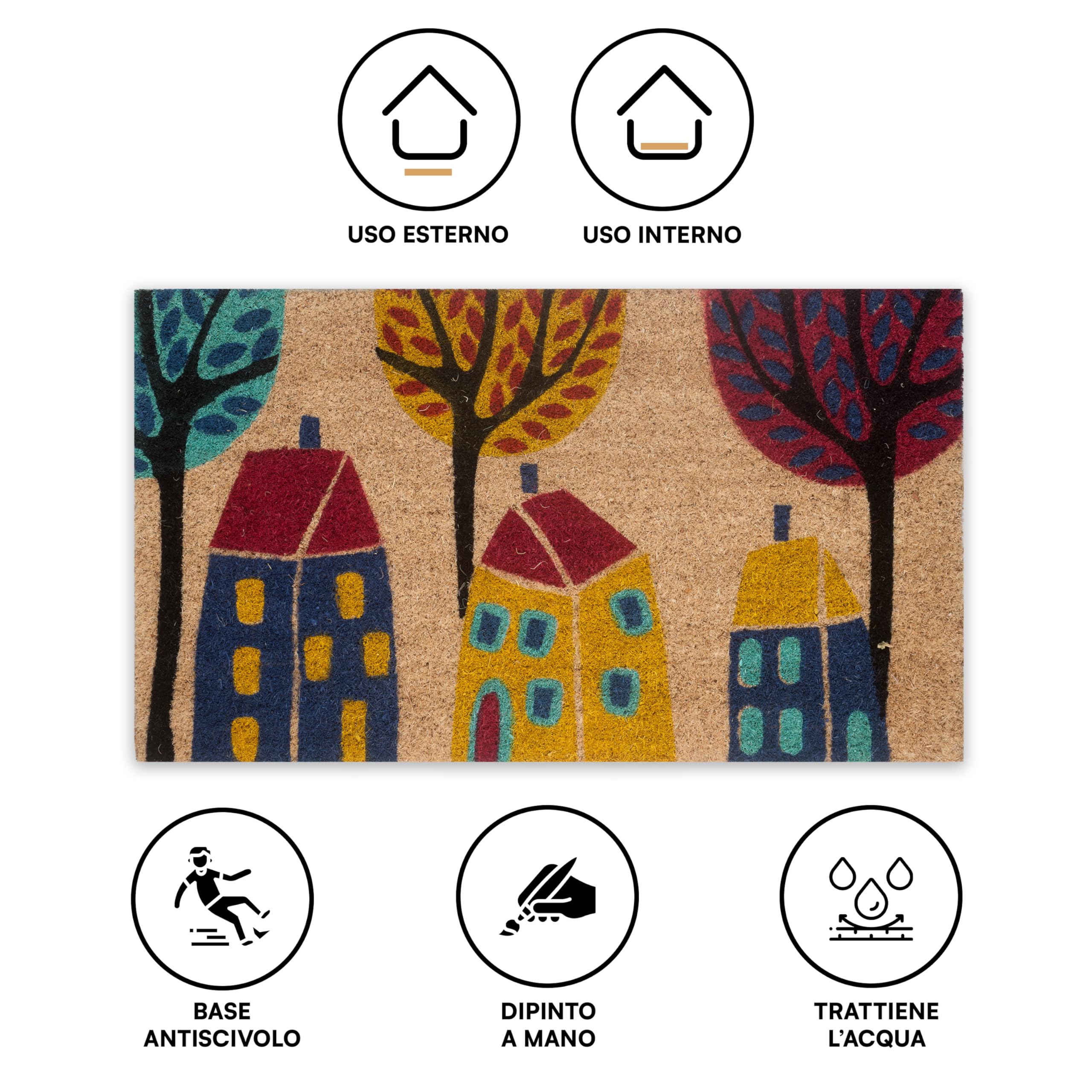 Zerbino In Cocco Siciliano Baroni Home - 70x40 Cm Dipinto A Mano | Per Esterno E Interno - Foto 3