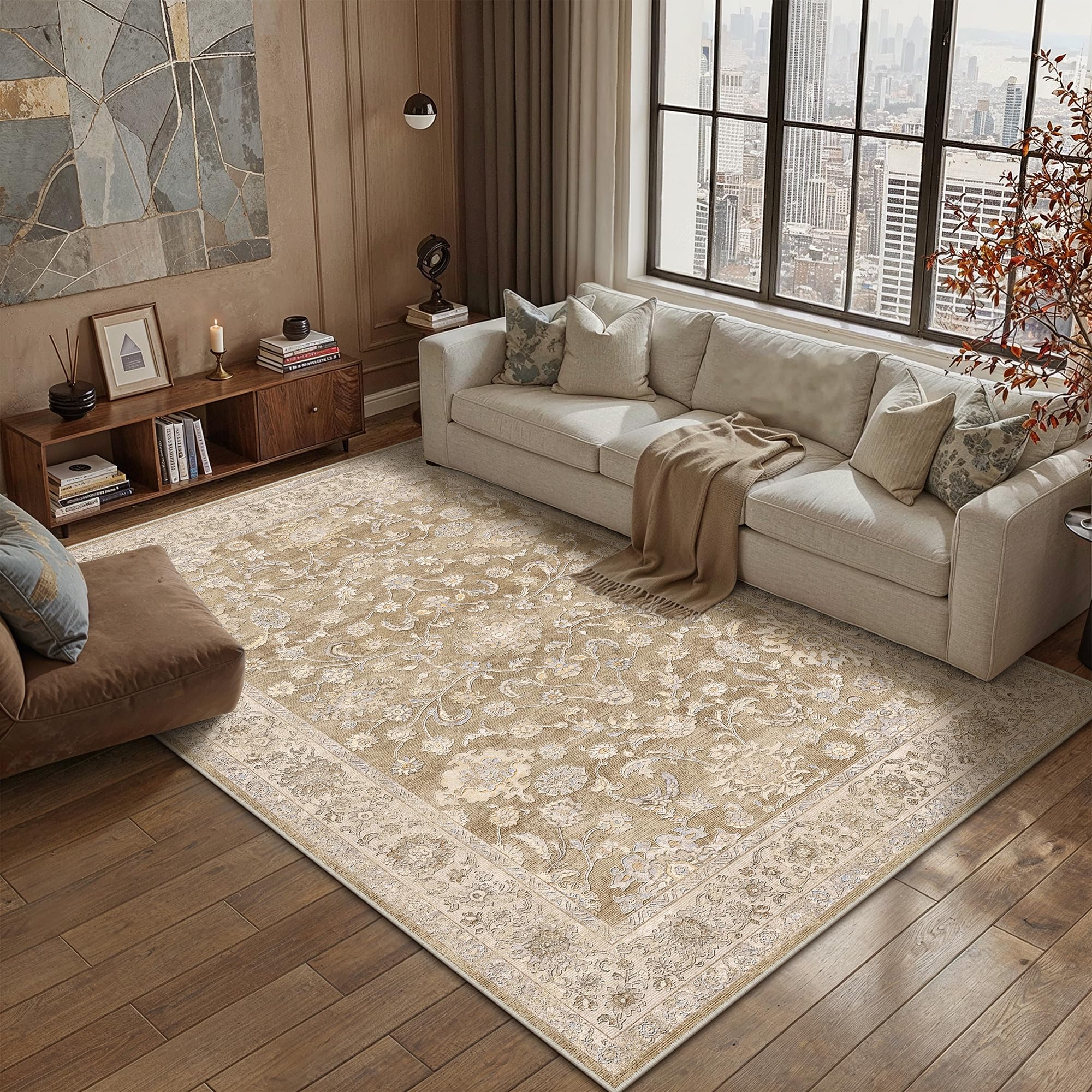 PureCozy Vintage Rugs Living Room 160x230cm Brown Area Rug