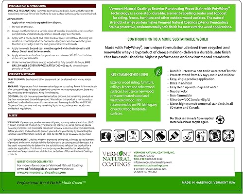 Miniatura 7 de Vermont Natural Coatings PolyWhey - Tinte penetrante exterior - Cedro dorado - Galón Cedro dorado,Rojo Otoño,Caspio Claro,Gris (Sterling