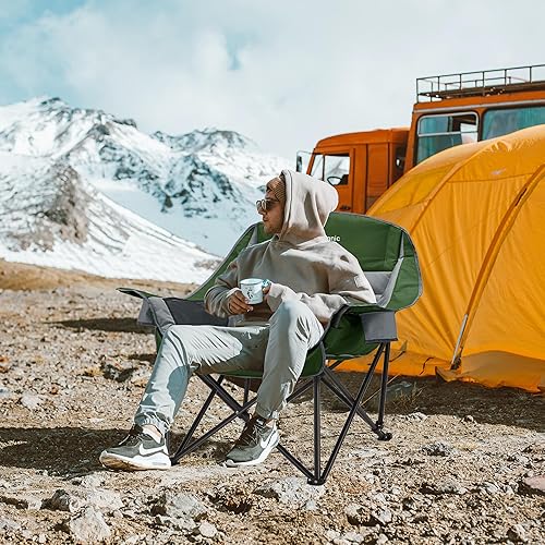 Miniatura 2 de Silla de campamento de gran tamaño, sillas de camping plegables portátiles con bolsillo lateral, portavasos y bolsa de transporte, sillas de