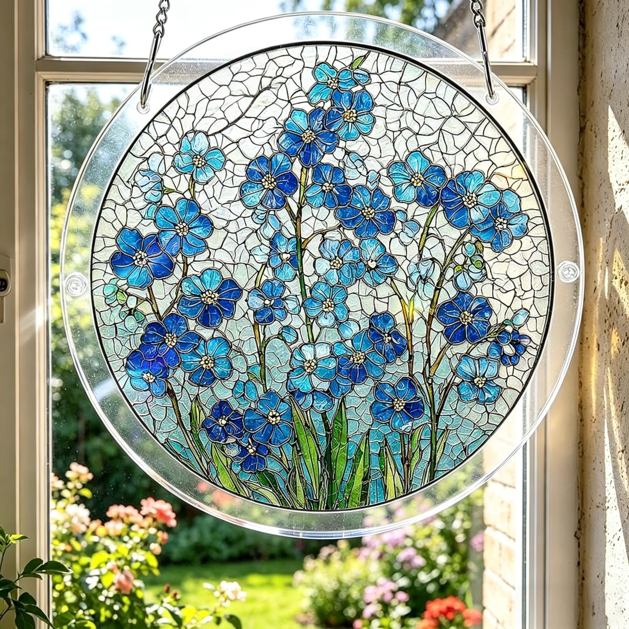 Acrylic Puzzles Sun Catcher Window Hanging, 83pcs DIY Acrylic Jigsaw Puzzle Sun Catcher Kit for Adults, Colorful Acrylics Puzzle Decoration for Women Men Mom Birthday Gift Home Garden Decor (8.2in) — view 12