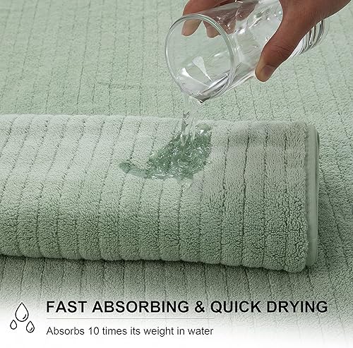 Miniatura 6 de Juego de 4 toallas de baño de gran tamaño, color verde, 35 x 70 pulgadas, toallas de microfibra extra grandes, ligeras, suaves, de secado rápido,