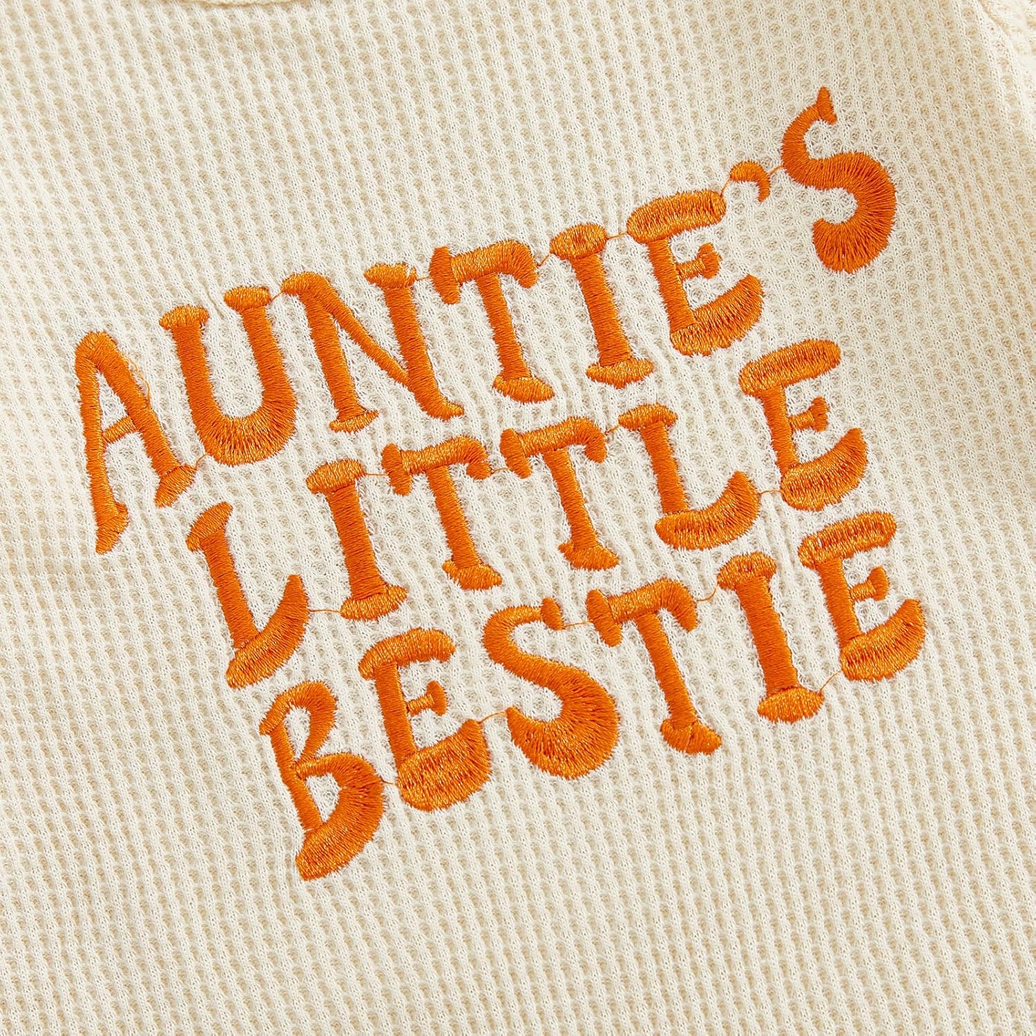 Aunties Bestie Newborn Outfit Baby Boy Fall Winter Clothes Long Sleeve Letter Romper Waffle Jumpsuit with Hat - Image 6