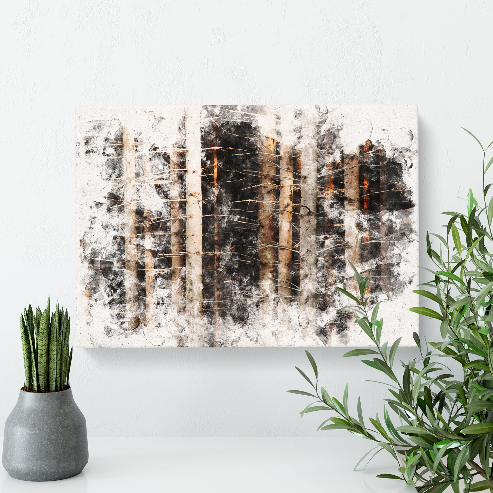Bare Trees Watercolour Canvas Print, Mixed, 25L x 50W cm - Image 2