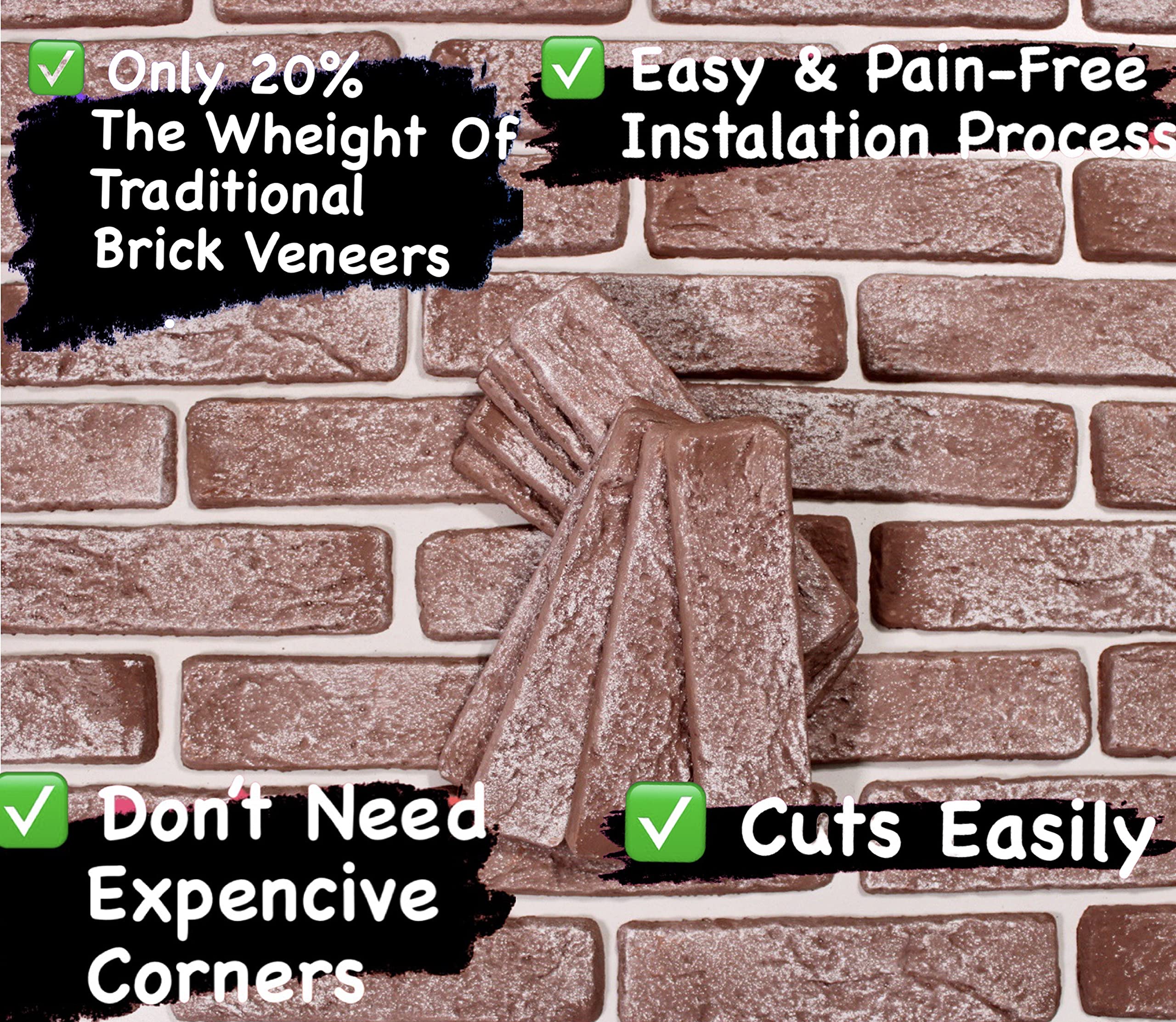 G JOY Sample Kit of Boston Thin Brick Veneers 3 Single Faux Bricks in