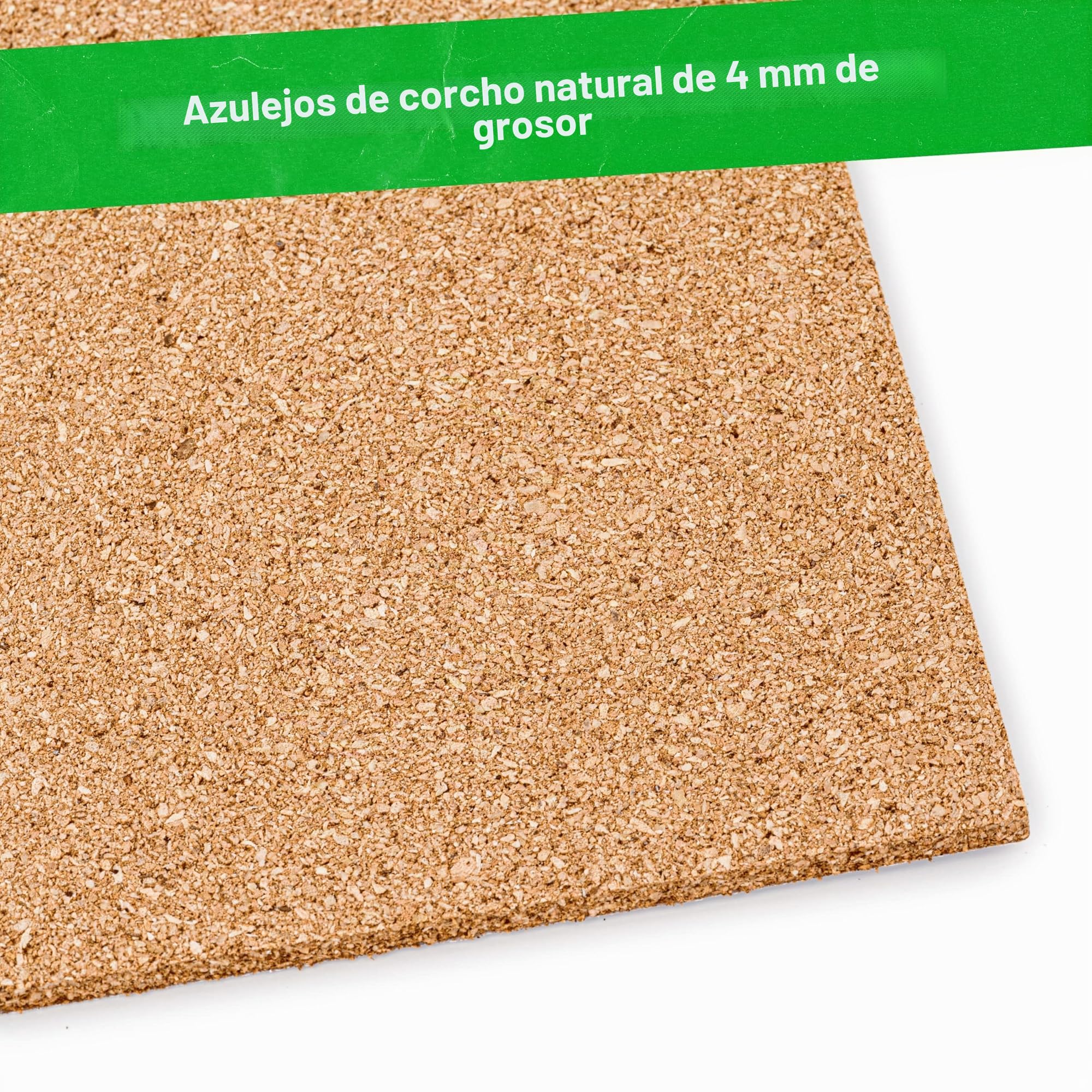 Azulejos de corcho liso natural – 300 mm x 300 mm x 4 mm (paquete de 16)