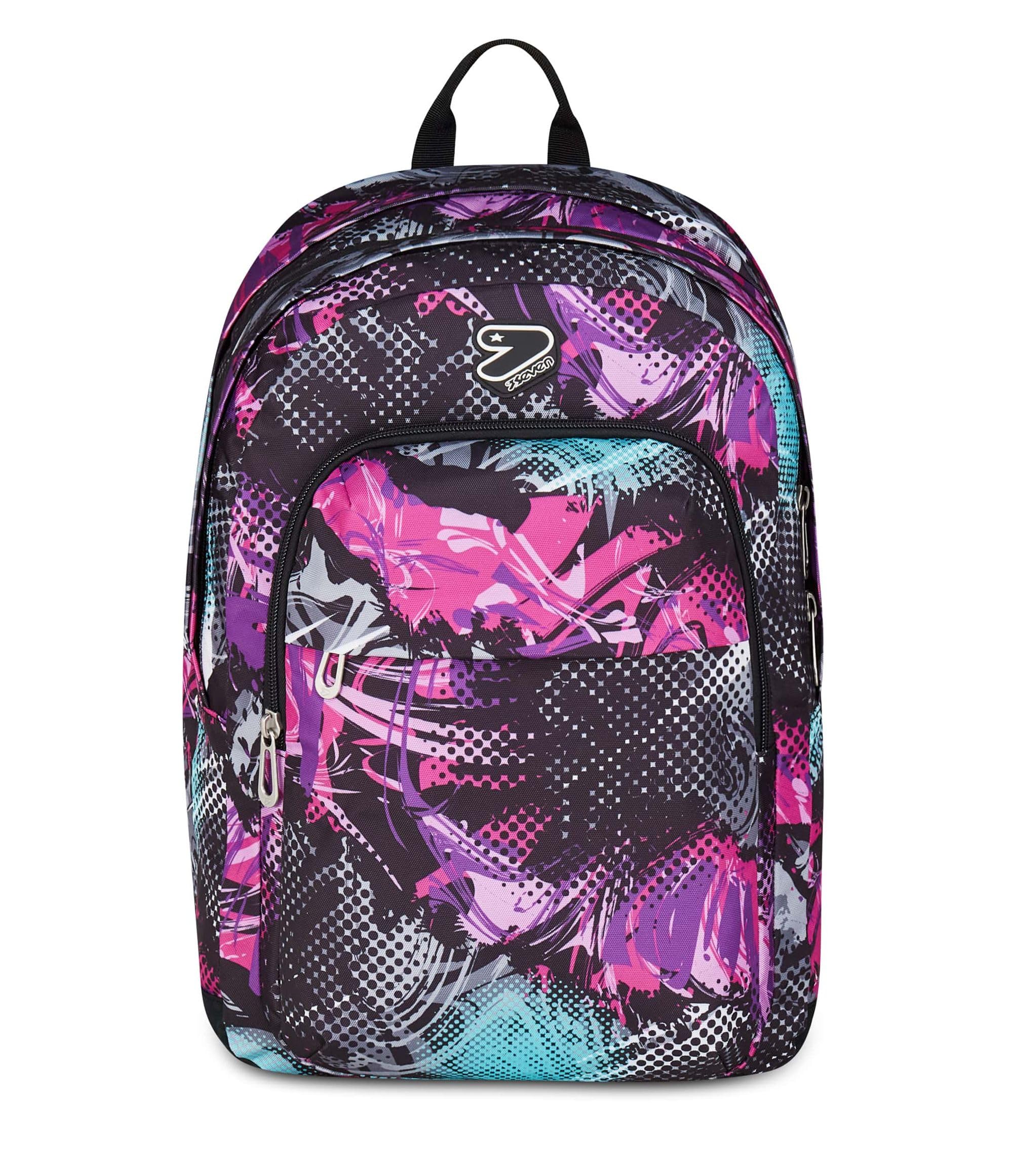 Seven Zaino Scuola Pro XXL Reversibile Detach, Viola, Zaino Doppio Scomparto, Tasca Porta PC e Tasca Porta Borraccia, Scuola Media e Superiore, Ragazza