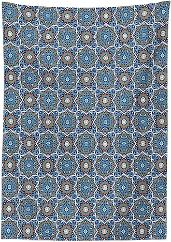 Miniatura 2 de Lunarable Mantel Orient, diseño de azulejos antiguos de la cultura marroquí, con estrella abstracta y motivos florales redondos, mantel rectangular
