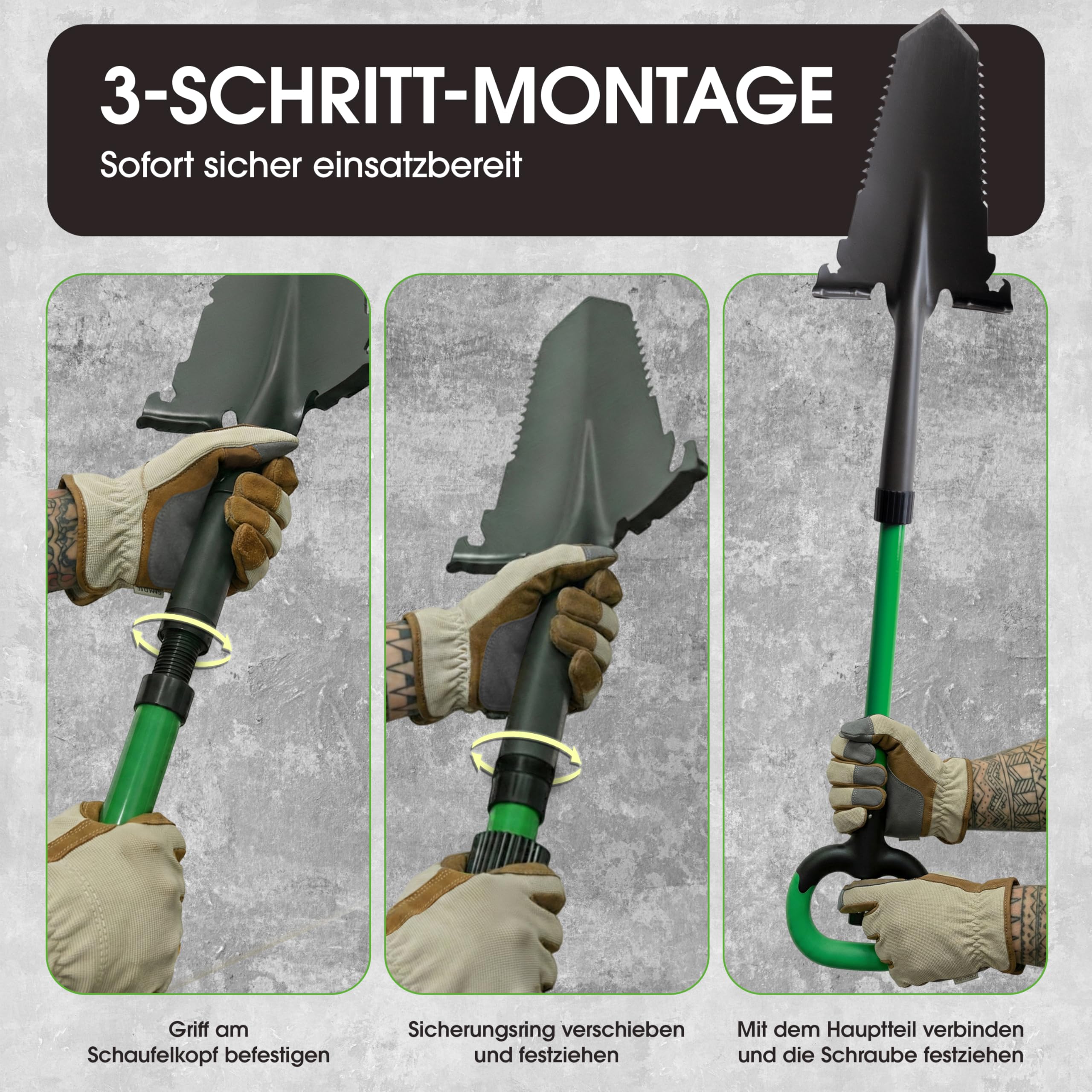 Hammersmith RayzerShovel - Spaten mit Wurzelsäge - Gärtnerspaten für Harte & steinige Böden zum Graben, Schneiden & Sägen - Trittkante für mehr Kraft, für Garten, BAU, Wurzeln entfernen