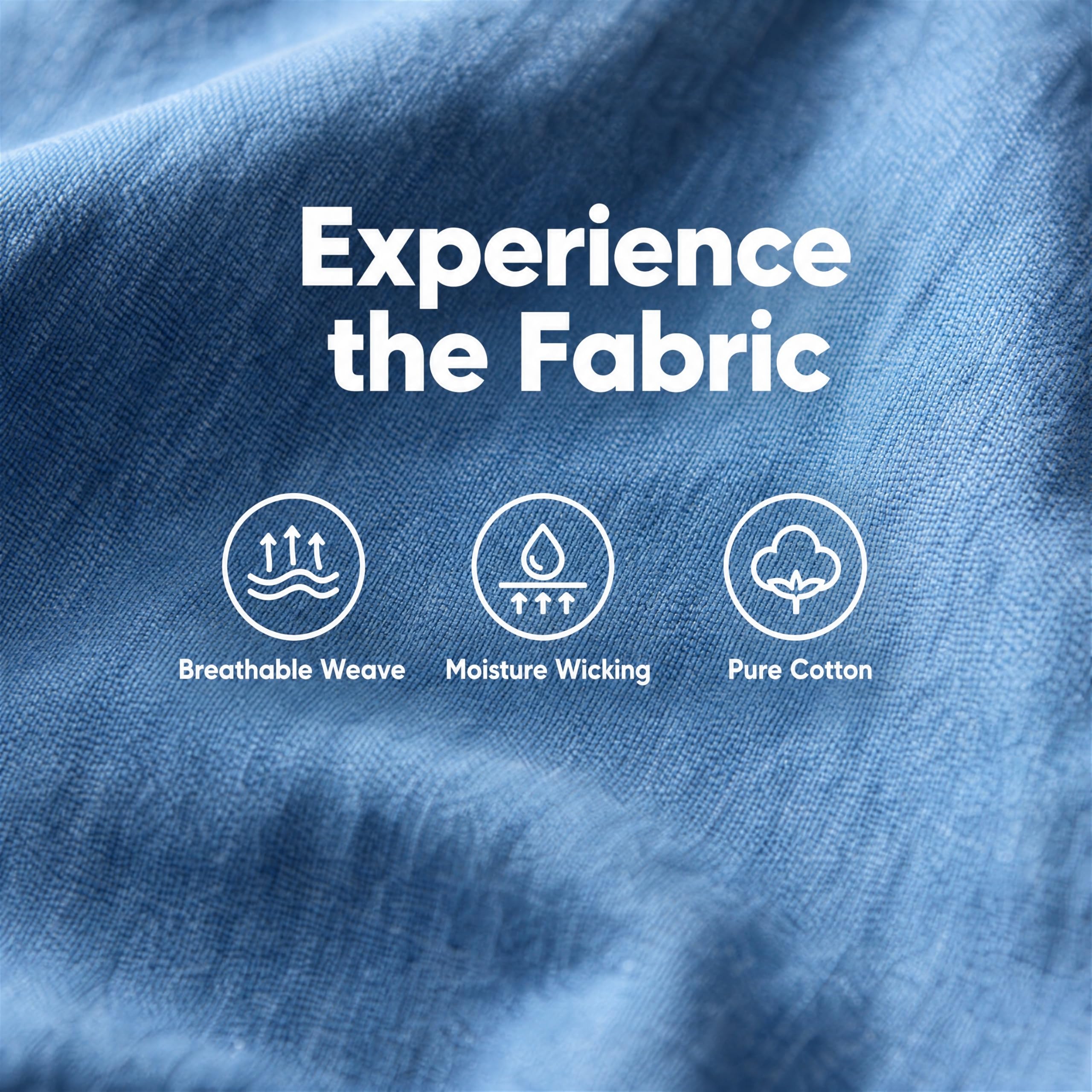 GIBZ Camisa de Mezclilla para Hombre Algodón Informal con Botones Manga Corta Camisas de Verano