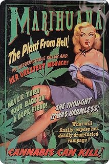 Retro Wandschild Designer Schild Marihuana PinUp Deko 20x30cm Nostalgie Metal Sign XF88WA