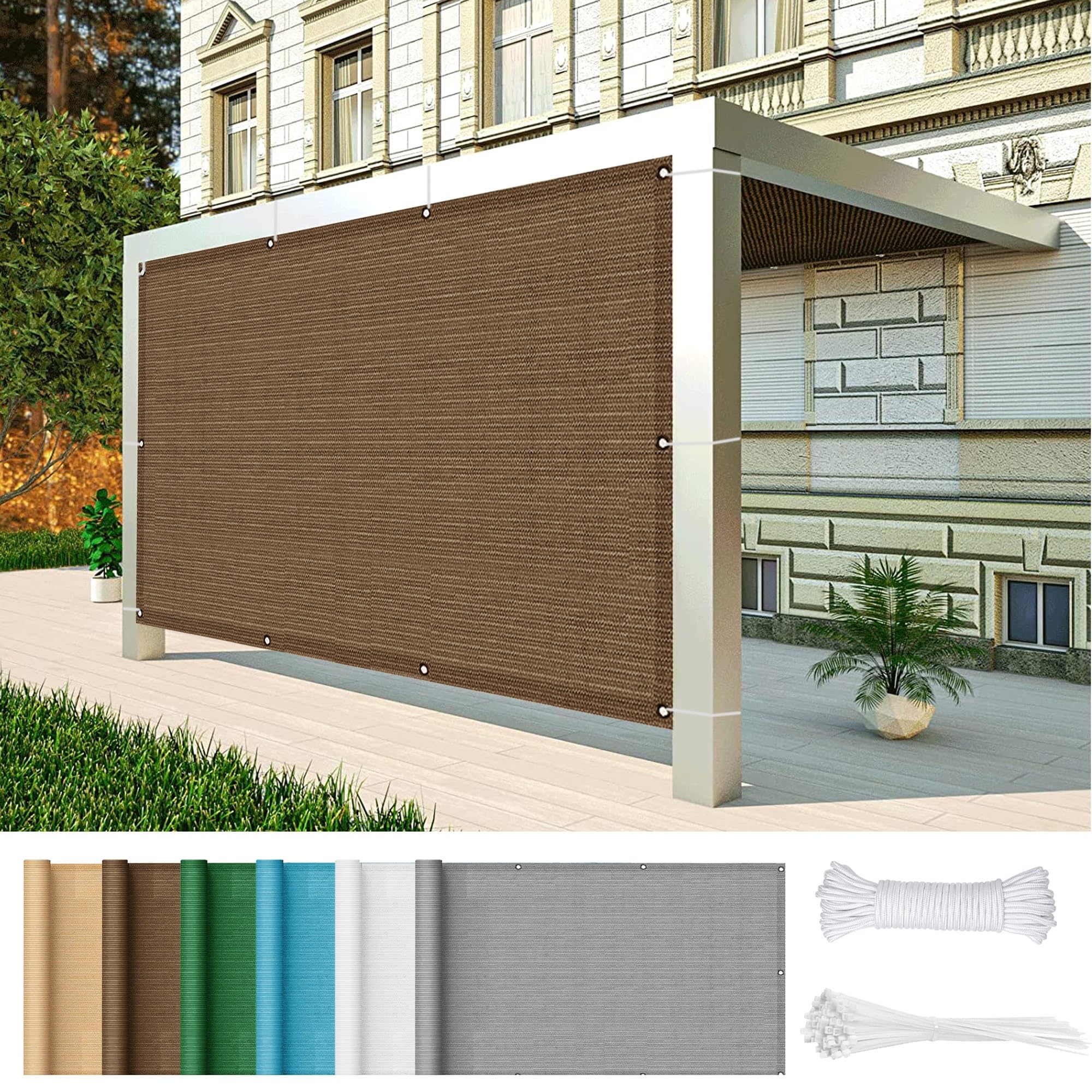 Voile d'ombrage anti-UV 95 % marron 0.5 x 1 m pour extérieur et jardin