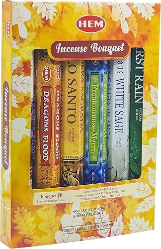 Miniatura 2 de HEM Set de regalo de fragancias calmantes hexagonales de la serie de hierbas, incienso con soporte para incienso, paquete de 6 (20 varillas cada uno)