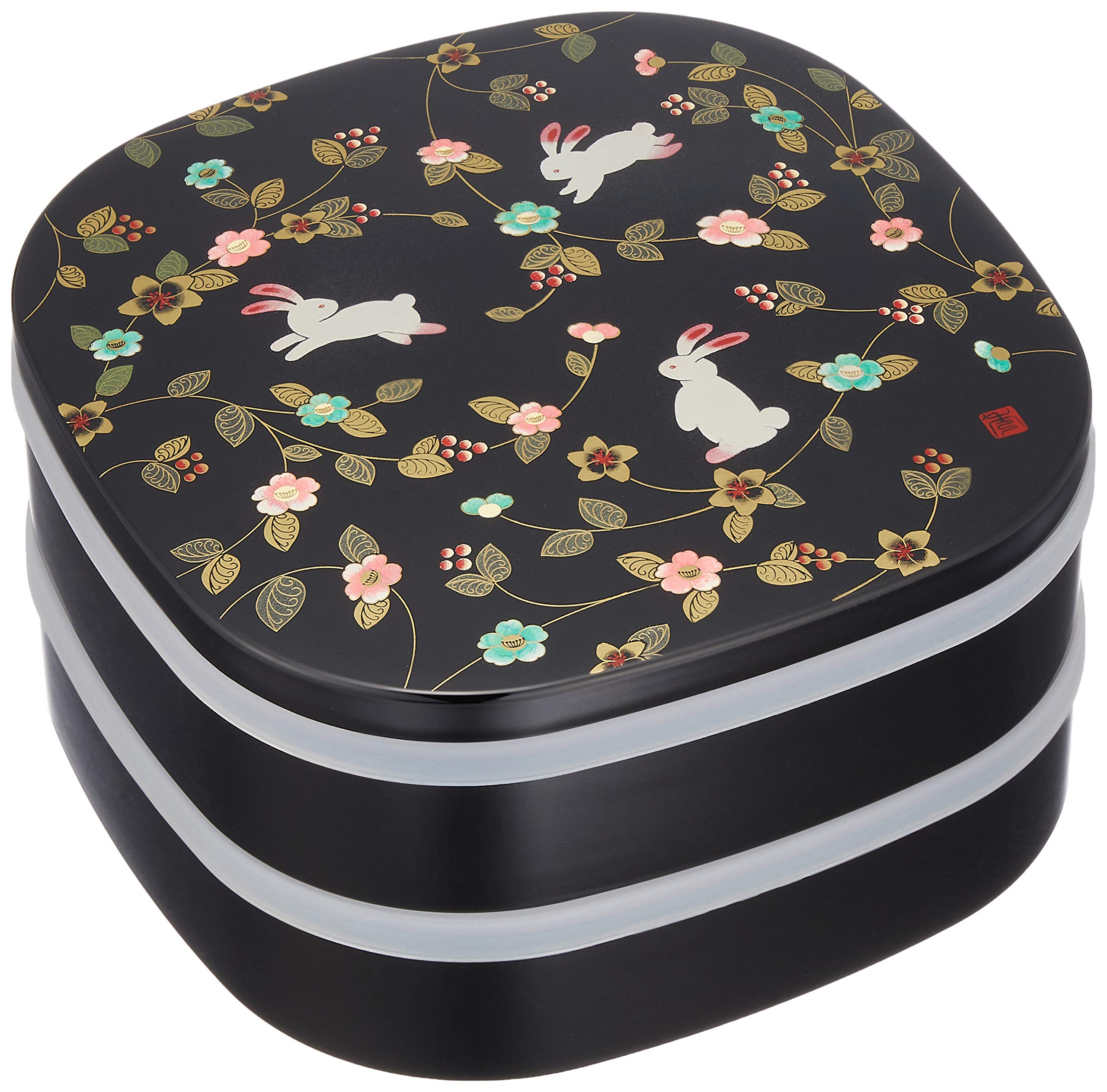 Yamanaka Lacquer 2-Tier Jubako Box, Black