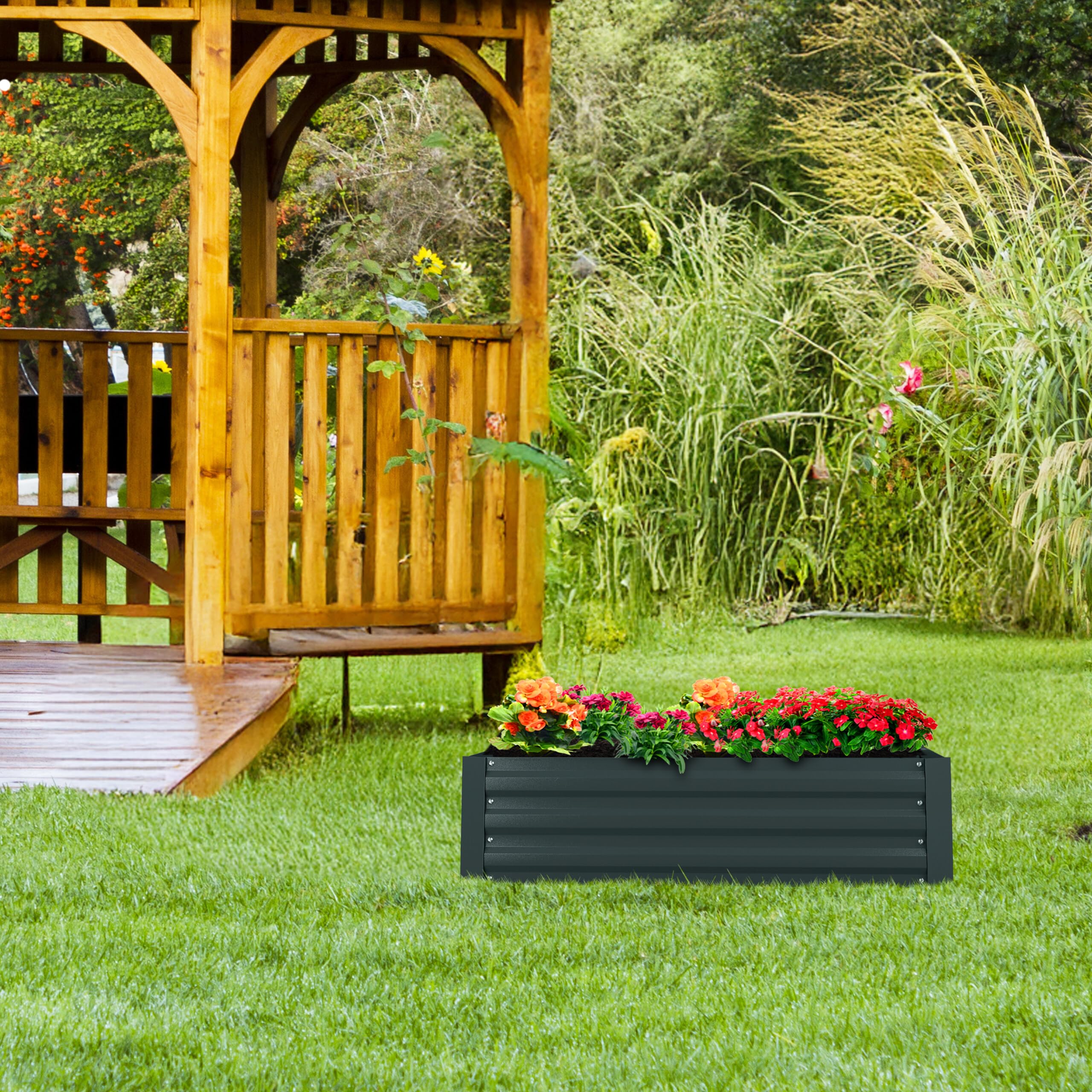 Relaxdays Huerto Urbano, Metal Galvanizado, Jardinera para Flores, Plantas y Verduras, 30 x 120 x 90 cm, Color a Elegir