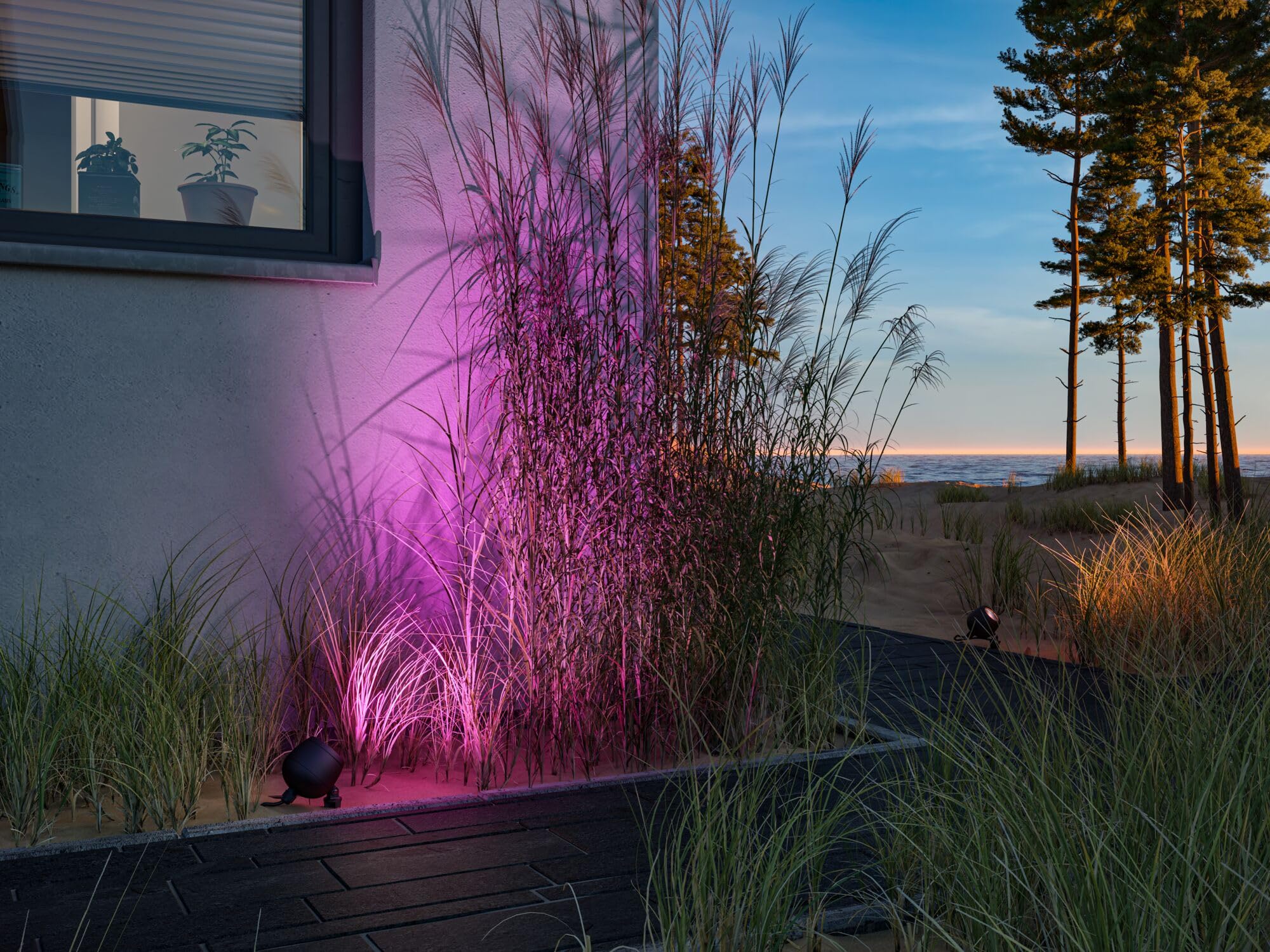 Paulmann 94769 Plug & Shine Projecteur de jardin LED Kikolo Smart Home Zigbee IP65 6,2W 400lm gradable 261mm Anthr. plast./Alu 3000-6500K RGBW+