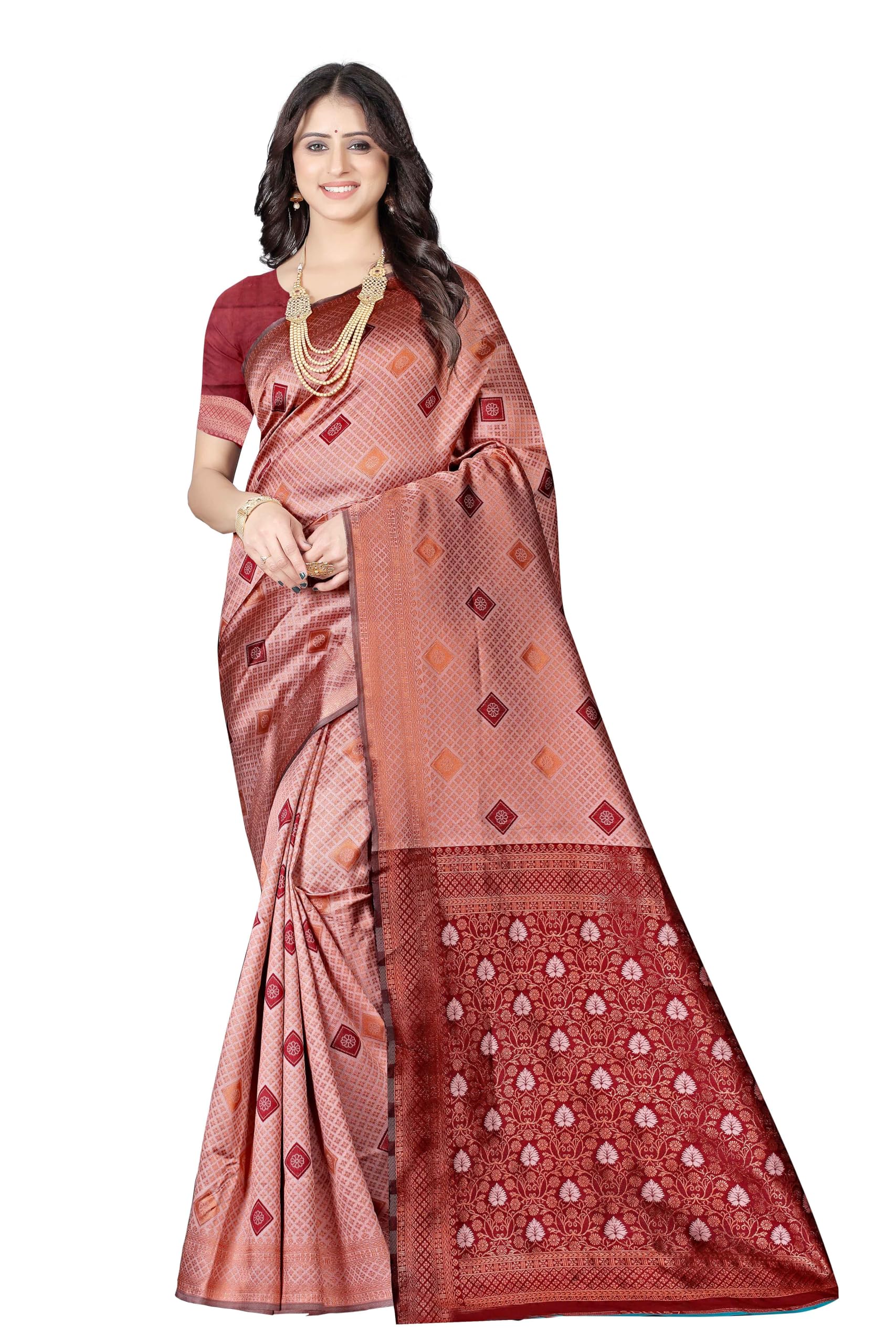 Sugathari Women's Banarasi Saree Pure Kanjivaram Silk Soft new ladies 2024 Design Wear Pattu Sarees Latest Cotton Party Sari collections With Blouse Piece for Wedding sadi (P-196)